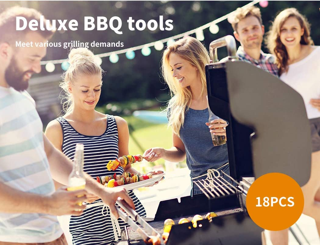 Toque Stainless Steel Outdoor Barbecue Utensil Tool 18-Pieces Set image number 6