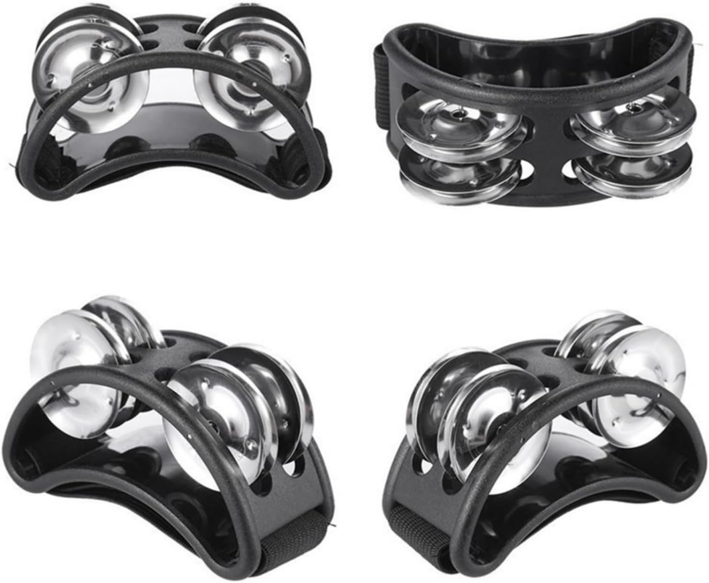 4 PCS Foot Tambourine Percussion,Foot Drum Set, Musical Instrument Drum, Percussion Instruments, Foot Tambourine Double Row Stainless Steel Jingles Foot Bell Accompaniment Instrument