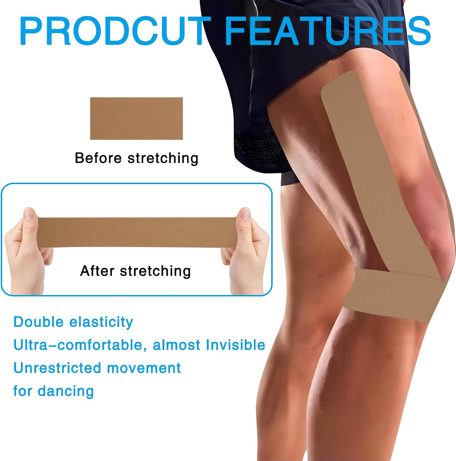 2 Pcs Kinesiology Tape, Sports Tape Elastic, 5CM*5M, Physio Tape for Muscle Support - Water-Resistant Strapping Tape for Sports Recovery and Injury Prevention image number 3