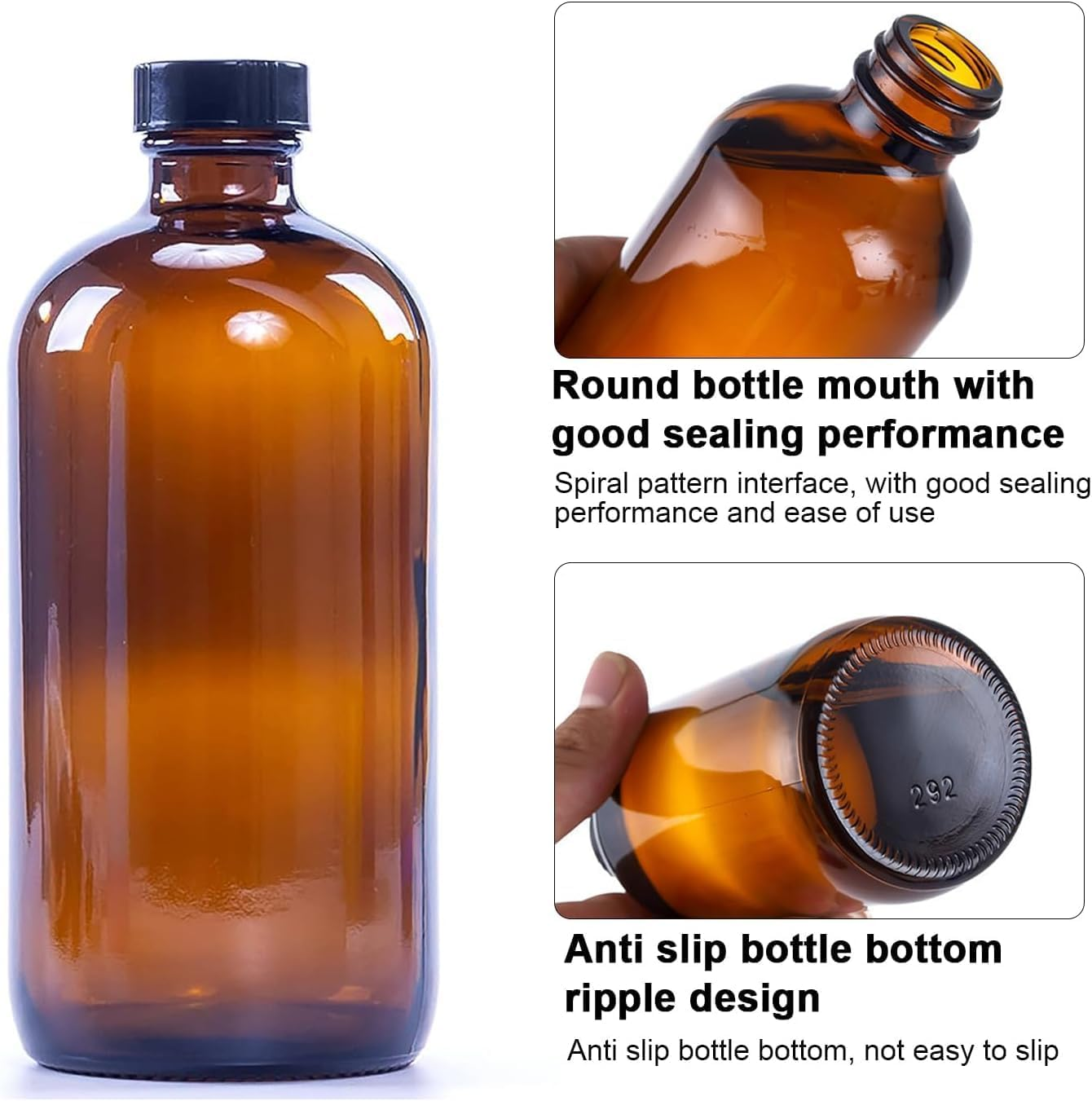 GIOD Amber Glass Spray Bottles 250Ml (2-Pack), Boston round Essential Oil Sprayers with UV Protection, Bpa-Free with Black Booster Spray Cap, Label, Funnel, Lid, Pipette image number 5