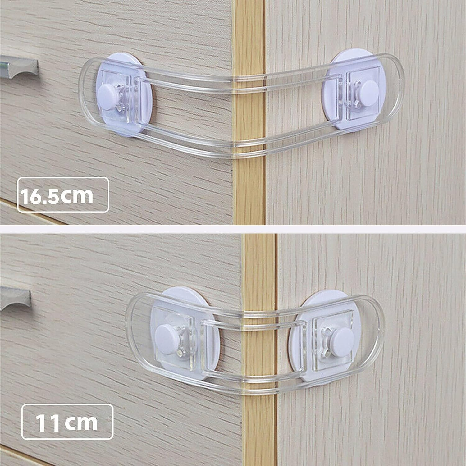 10Pcs Adhesive Cabinet Drawer Door Latches,Child Safety Cabinet Cupboard Door Proofing Lock,Child Safety Cupboard Door Strap Lock,Baby Proofing Safety Lock Cabinet Lock,Kids Safety Cabinet Drawer Lock image number 4