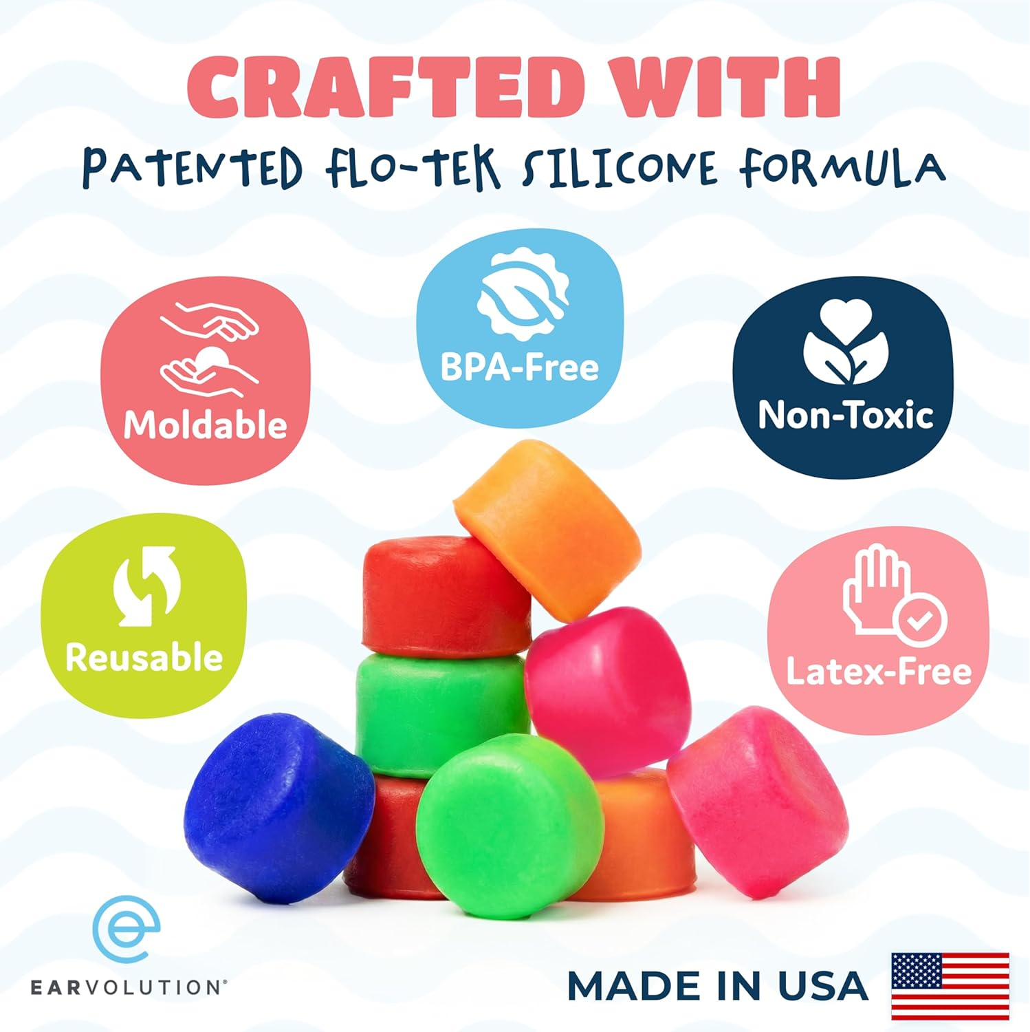 3-Pair Pack of PUTTY BUDDIES Floating Formula Soft Silicone Ear Plugs for Swimming/Bathing - Tan image number 1