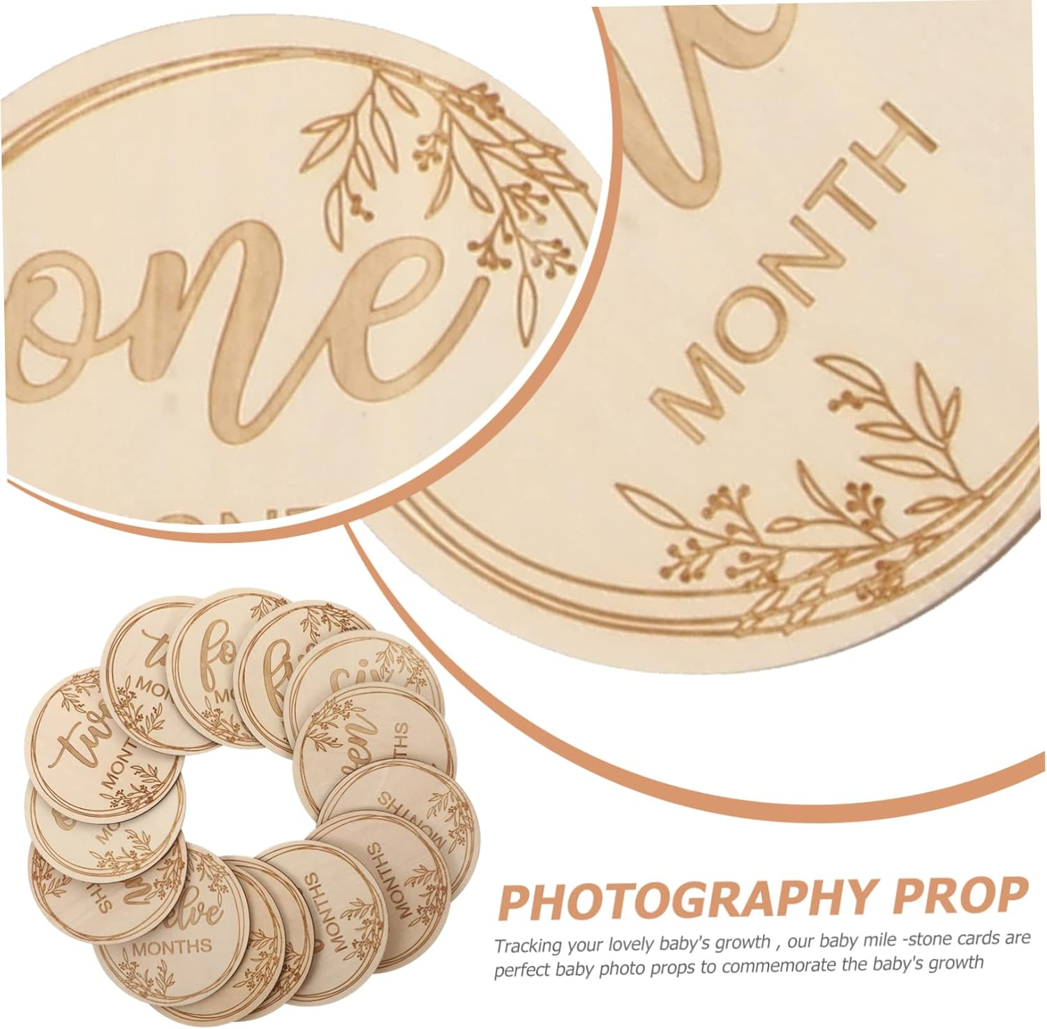 1 Set Milestone Cards Wooden Newborn Photography Props Growth Memory Keepsake Creative Design for Capturing Precious Moments for Boys