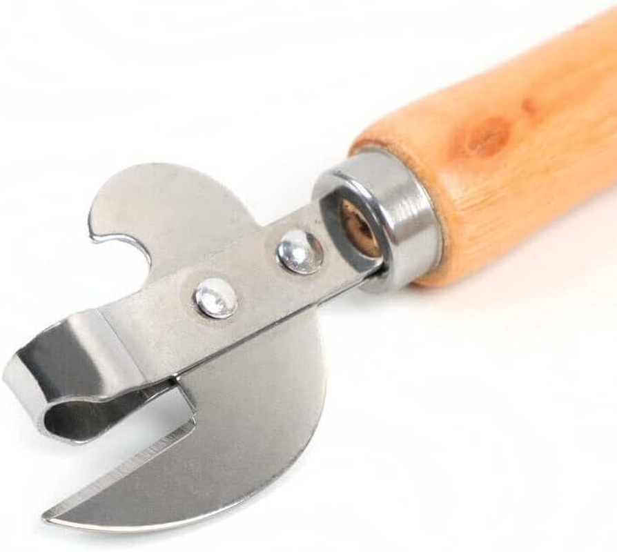 Stainless Steel Kitchen Utensil Multifunctional Lid Remov-E Side Cut Manual Can Opener with Wood Handle image number 1