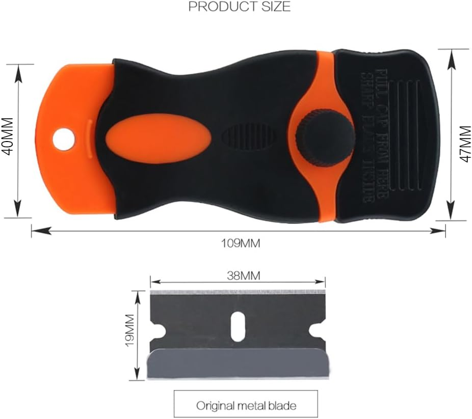 AIMALL Plastic Razor Blade Paint Glue Adhesive Scraper Blades Cleaner Tools - Metal Paint/Glue Remover Blades for Car Windows, Glass, Tile