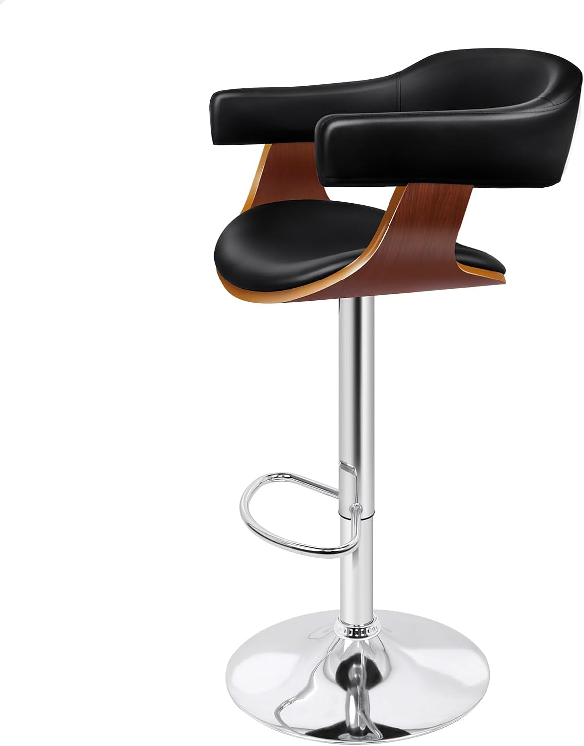 ALFORDSON 1X Bar Stool Adjustable Kitchen Stool Joan Swivel Counter Barstool Dining Chair Home Bar Furniture in 61-82Cm Seat Height with Floor Protector for Dining Room All Black