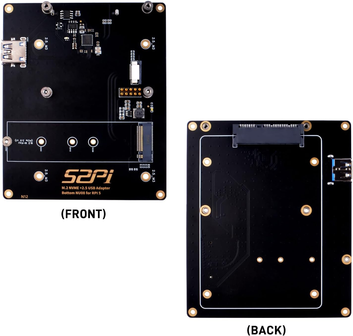 Geeekpi M.2 NVME 2.5 USB Adapter Bottom NU08 for Raspberry Pi 5 with USB 3.0 Connector image number 2