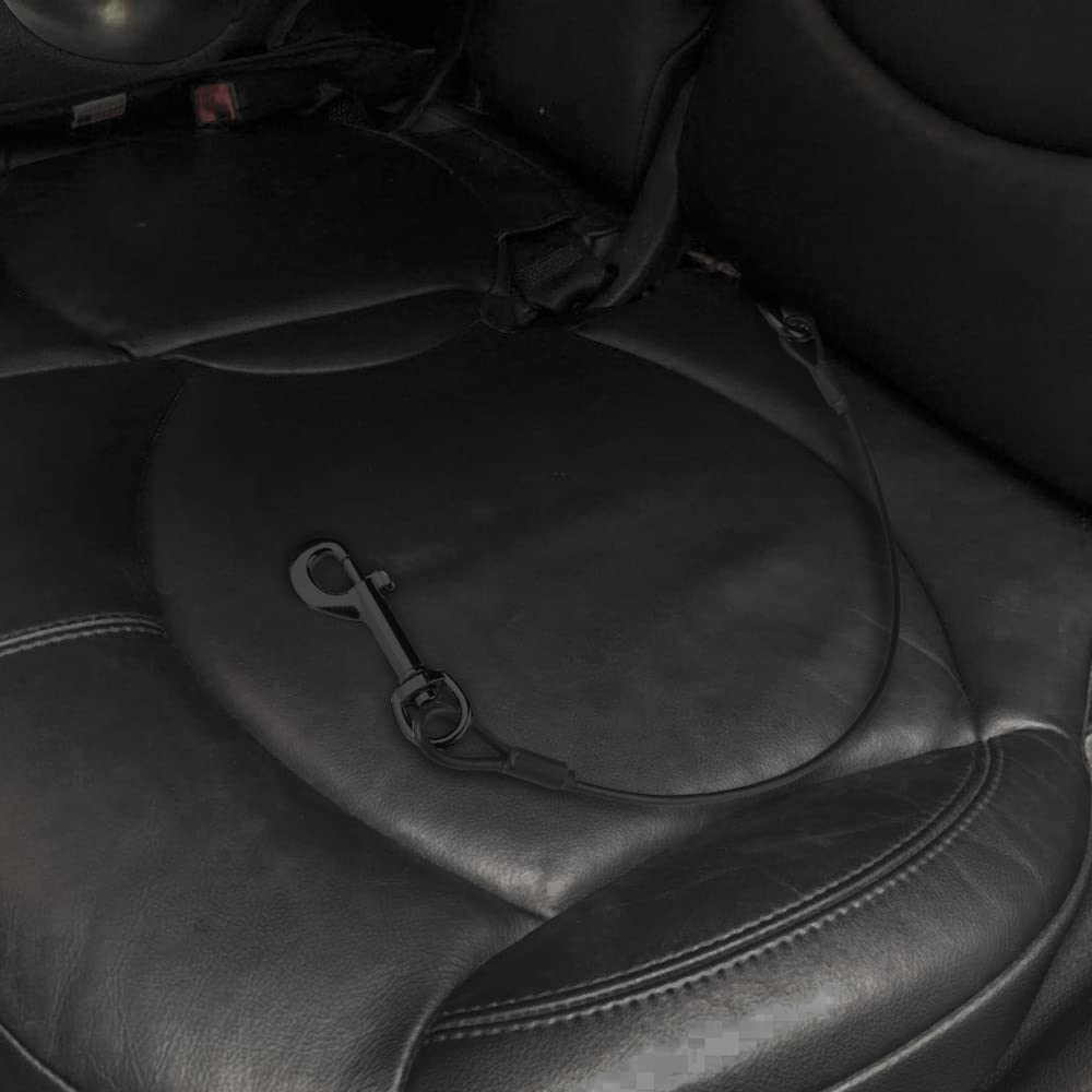 Yucool Dog Car Seat Belt Restraint, Stainless Steel Cable with Loops Short Wire Rope Lanyard Lock for Small, Medium, Large, and X-Large Dogs-Black image number 4
