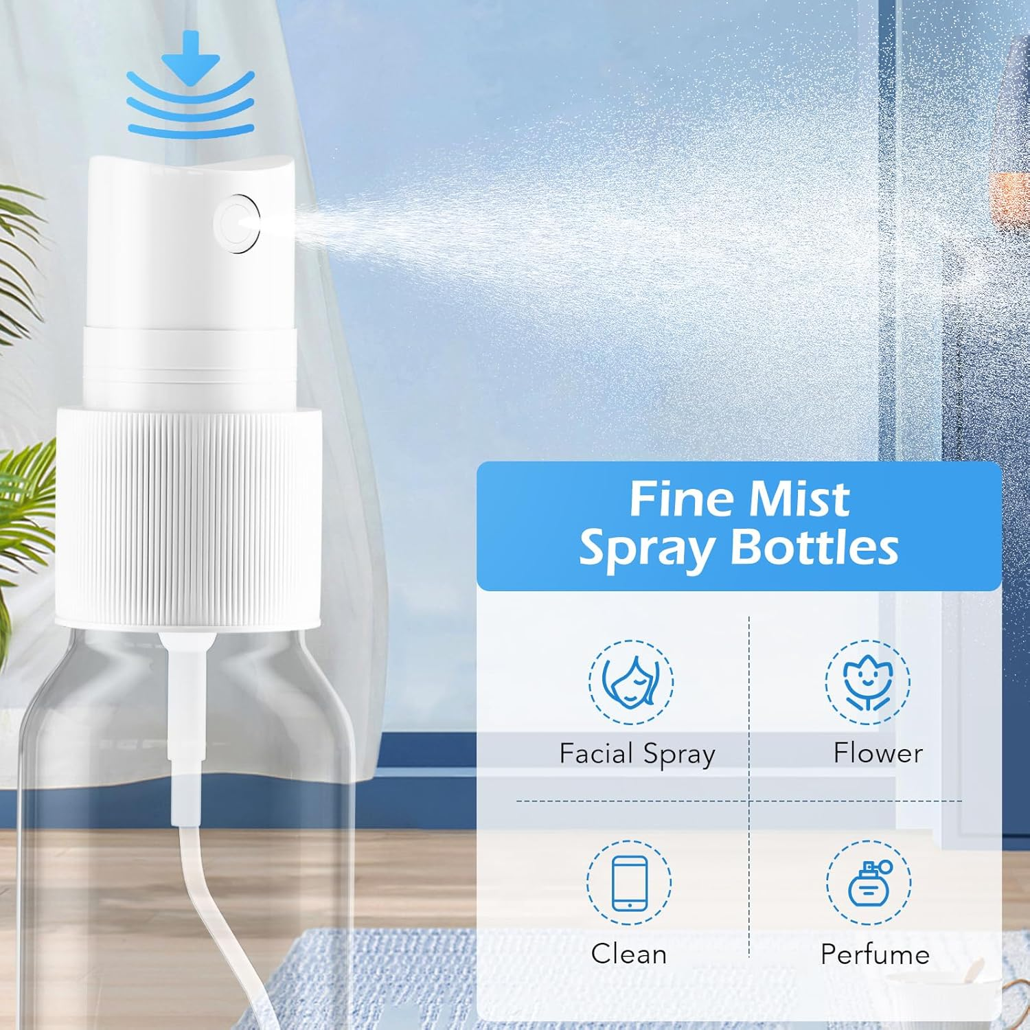 Zoizocp Spray Bottles, 2Oz/50Ml Clear Empty Fine Mist Plastic Mini Travel Bottle Set, Small Refillable Liquid Containers with 2Pcs Funnels and 24Pcs Labels (6 Pack) image number 3