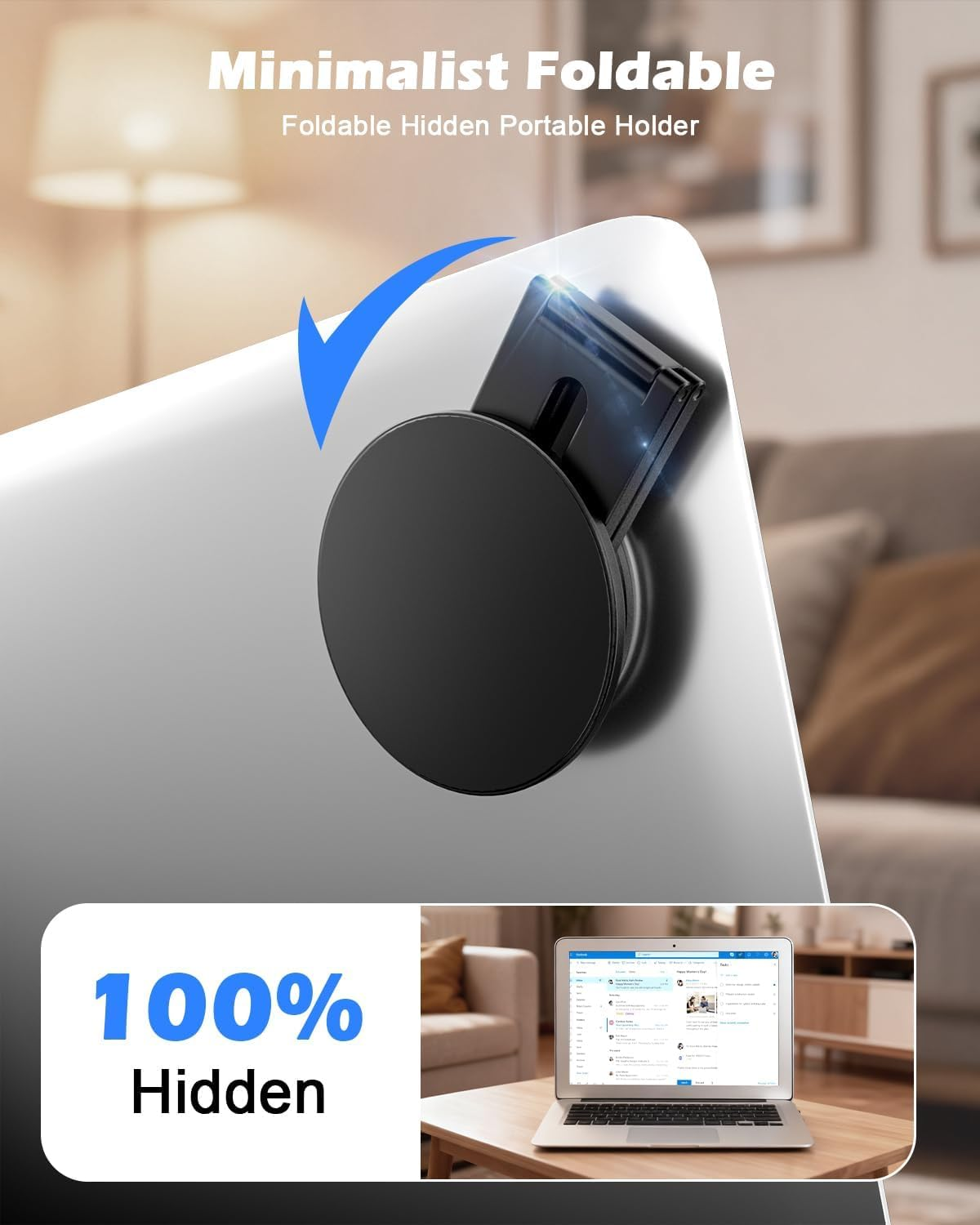 Cloudvalley Magnetic Laptop Phone Holder, 360&deg; Rotating Mount Compatible with Iphone Magsafe and All Phones, Macbook, PC Monitor, Screen Stand for Tesla, Portable Accessory, Black - Grey image number 4