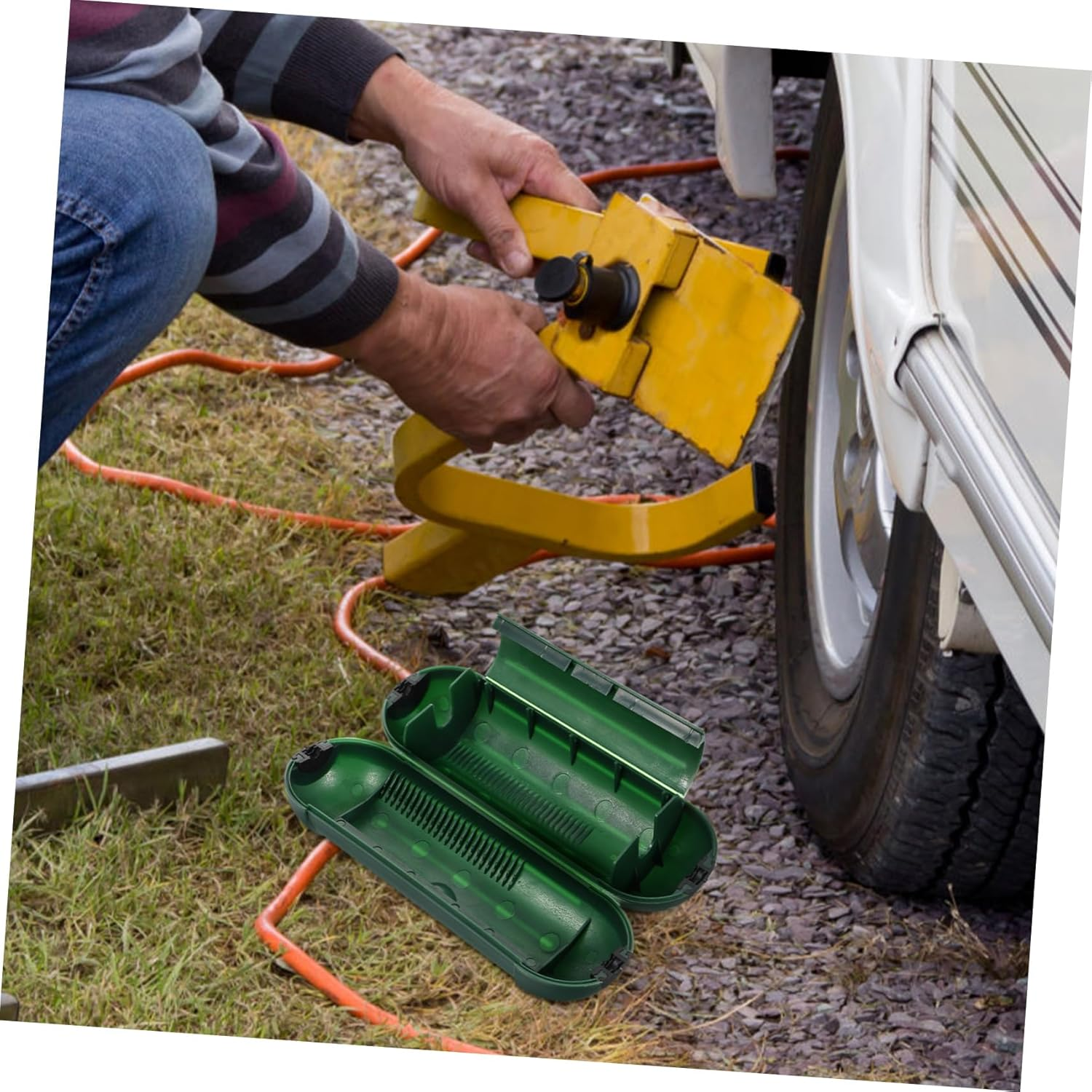 COHEALI Socket Protection Box - Outdoor Waterproof Plug Box for Extension Cord Connection Durable Plastic Electrical Connection Cover with Airtight Seal Green image number 2