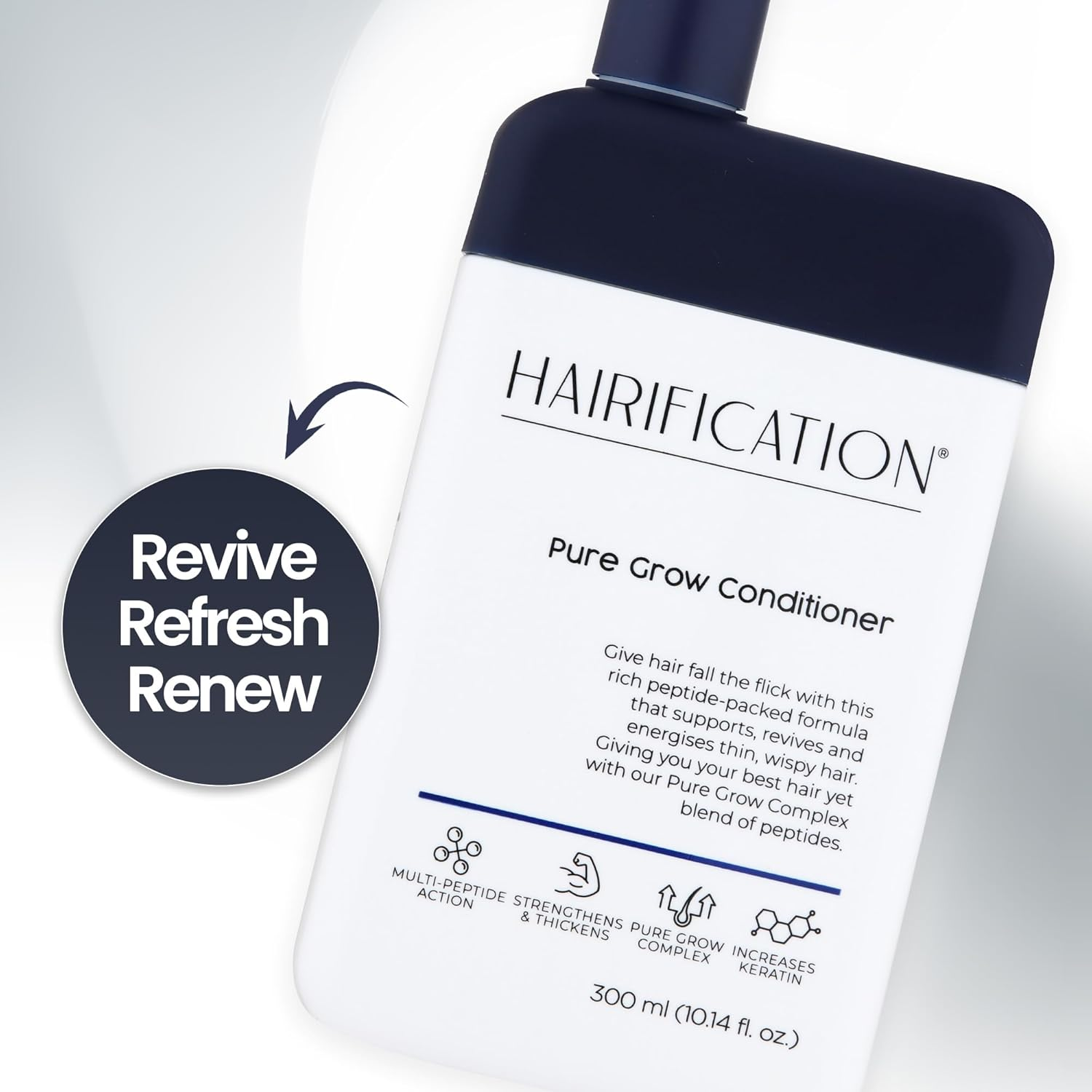 Hairification Pure Grow Conditioner for Thinning or Fine Hair, Supports Healthier-Looking, Stronger-Feeling Hair, 300Ml image number 1