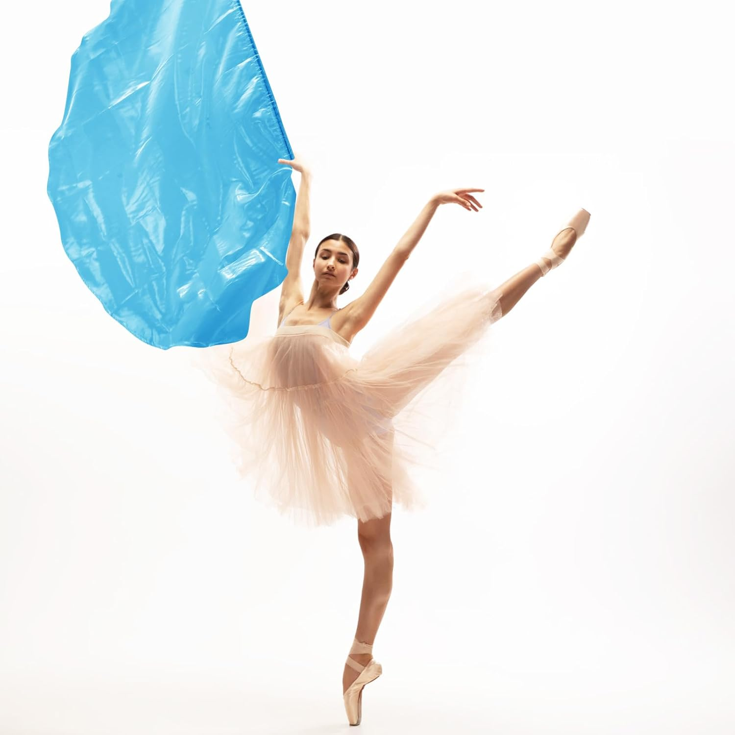 2Pcs Semicircle Worship Flag, 55.12X36.22 Inch Praise Dance Flags with Scalable Rods Shiny Worship Banner Metallic Sheen Angel Wings for Dance Church Performance (Light Blue)