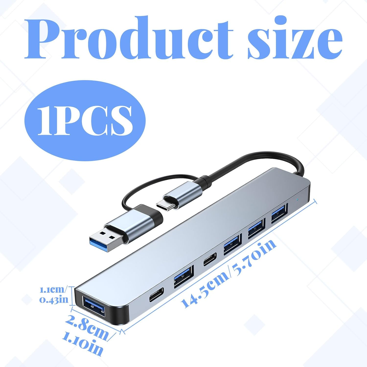USB C Hub, Powered USB Hub, Usbc Hub, Aluminum 7 in 1 USB Extender, USB 3.0, USB 2.0 Ports for Macbook Pro Air and More Devices, Multiple Usb-Hub Compatible for Macbook,Laptop,Computer,Imac,Ipad image number 2