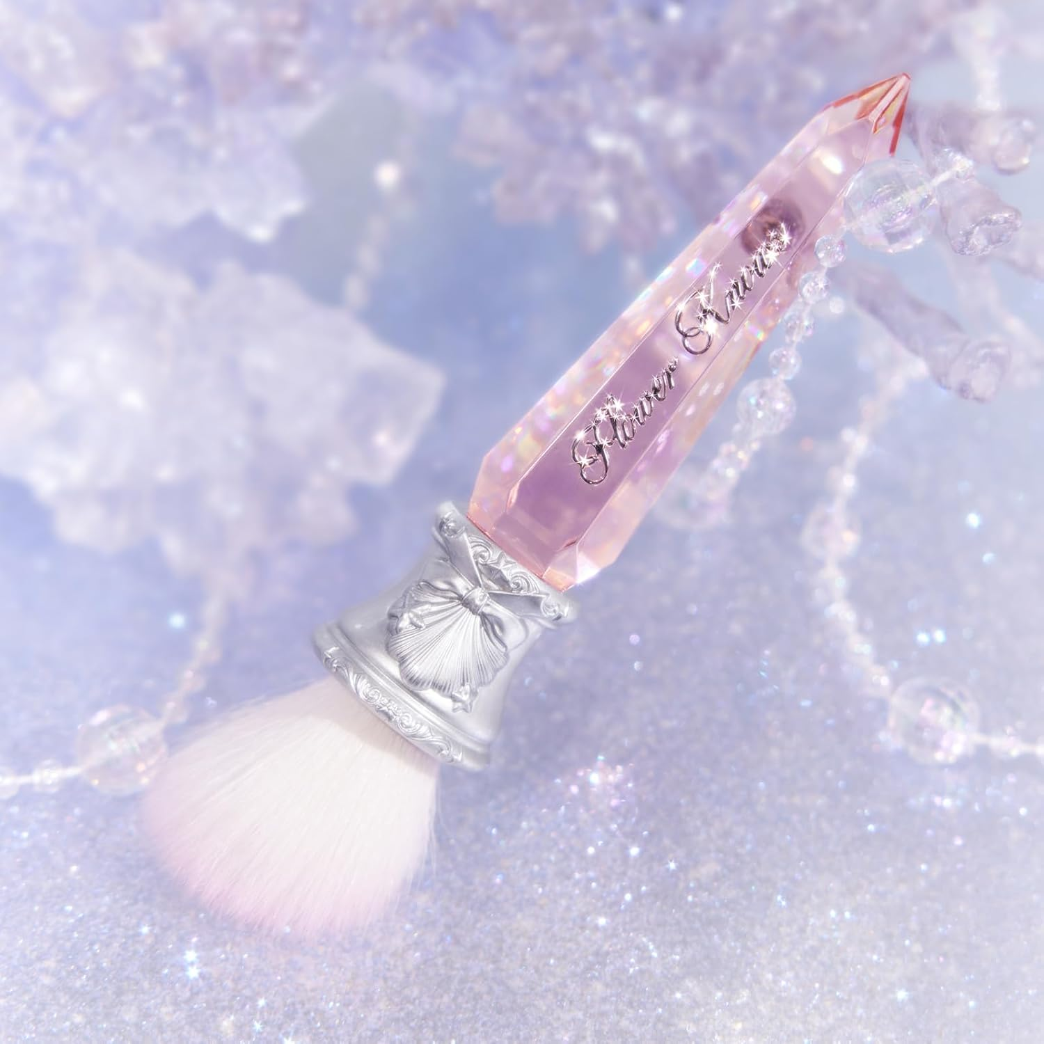 Flower Knows Shell'S Jewel Angled Blush Brush,Soft Powder Blush Brush for Cheeks,Face Makeup Brush for a Sculpted Look,Lightweihgt,Vegan & Cruelty-Free(Crystal Pink) - Shell'S Jewel-Crystal Pink image number 4