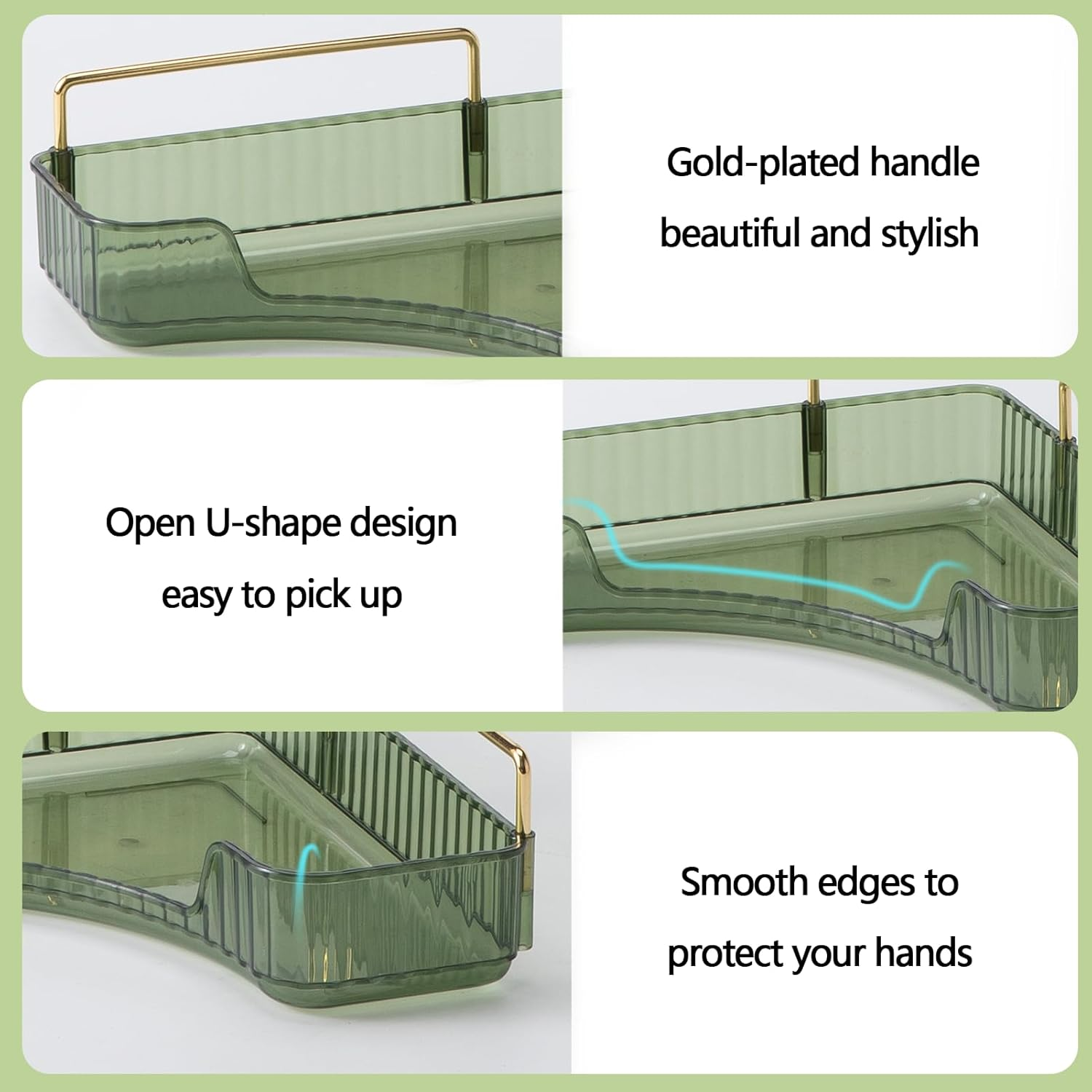 Shuangqing Shuang Qing 2-Tier Corner Bathroom Counter Organizer, Countertop Perfume Tray and Vanity Makeup Cosmetic Storage, Storage Organizers for Bathroom, Kitchen, Dresser (Green) image number 3