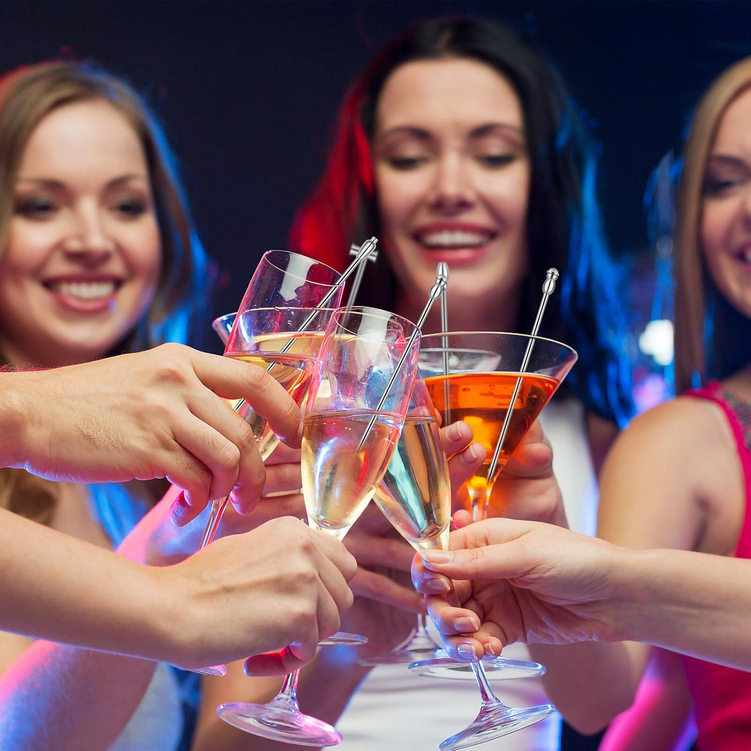 Cocktail Picks Stick 40Pcs Toothpicks Stainless Steel Reusable Martini Olive for Bar Barbecue Fruit Bloody Mary Drink