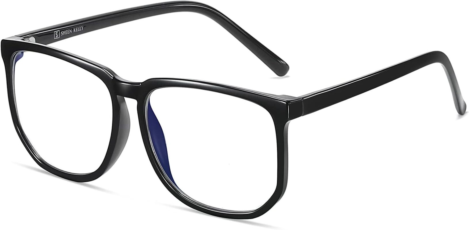 Oversiezd Large Frame Clear Lens Glasses anti Blue Light Square Anti-Fatigue Glasses Nerd Black/Tortoiseshell Tinted