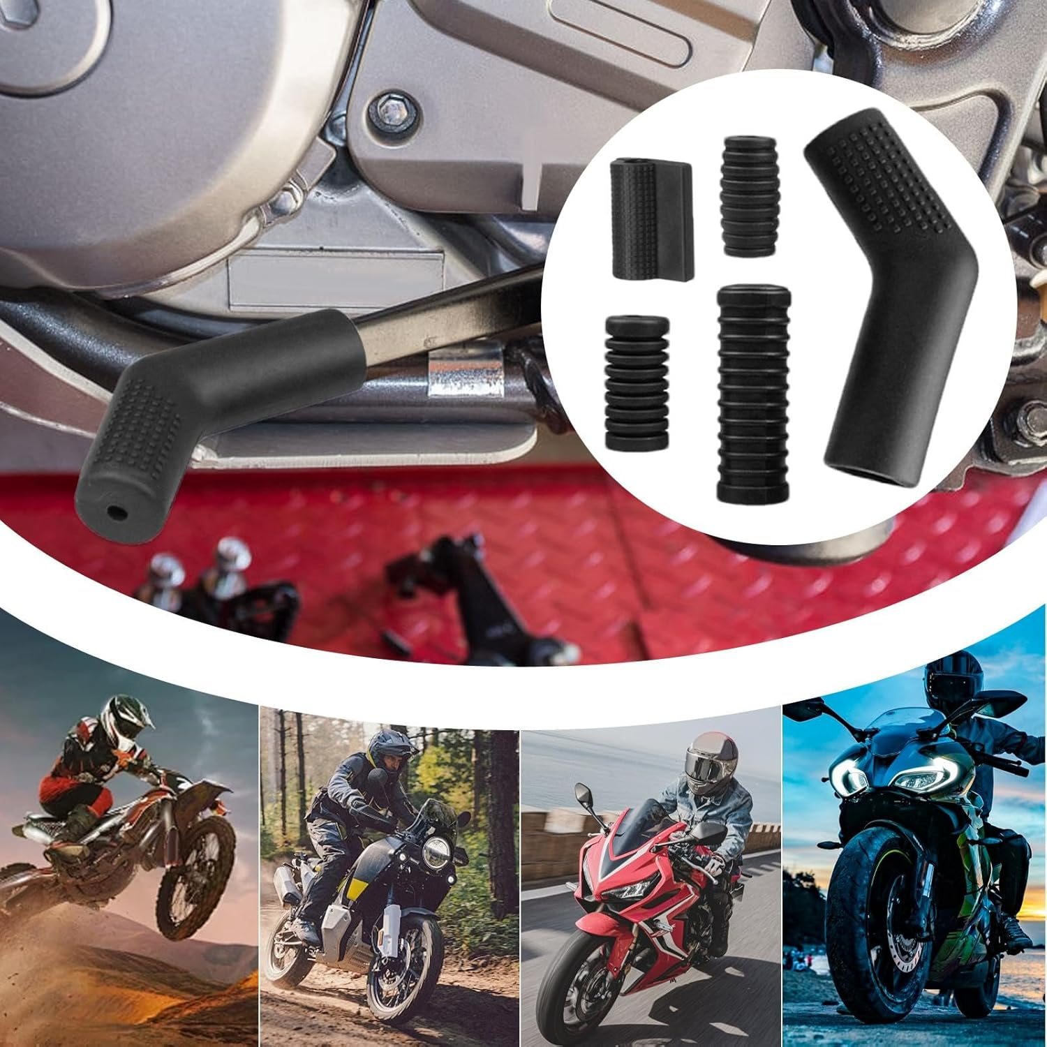 Motorcycle Shift Lever Sleeve - 5X anti Slip Rubber Pedal Cover - Shift Lever Sock Multifunctional Protective Flexible Shifter Shoe Protection for Dirt Bikes Atvs image number 4