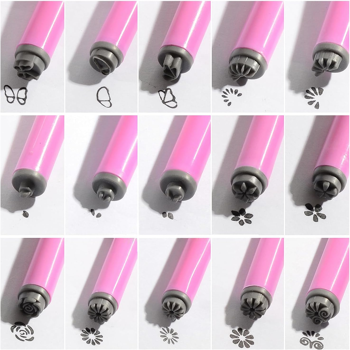 DANNEASY Nail Art Stamp Pen Set (15PCS), 3S Quick DIY Nail Design Tools with Unique Patterns - Easy to Use, Flower Nail Stamper Pen, Nail Art Pen for DIY Salon Nails Supplies