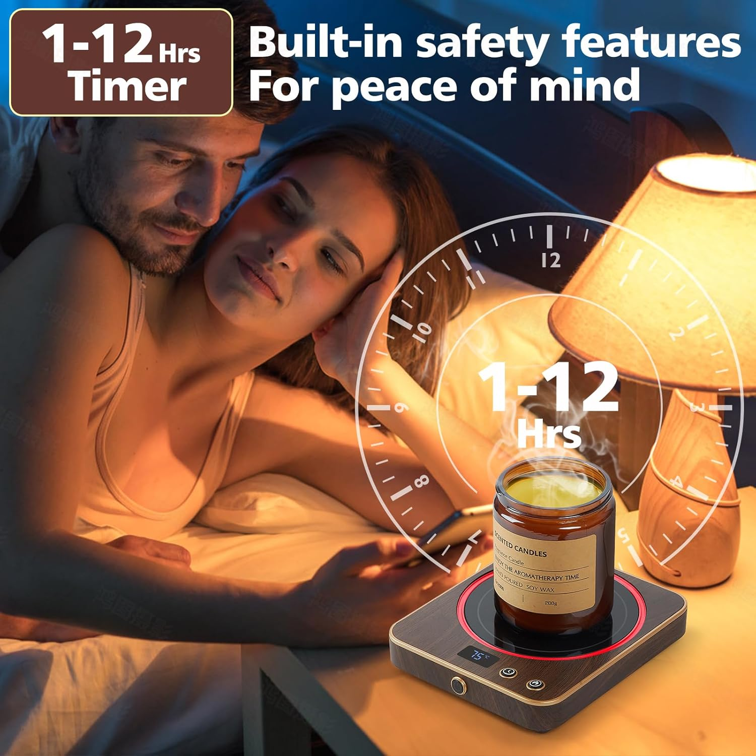 Suewow Mug Warmer,Coffee Mug Warmer for Desk with Temperature Display, 1-12Hrs Auto Shut Off, Smart Candle Warmer - Ideal Coffee Gifts Accessories Keep Beverages Coffee Warmer image number 1