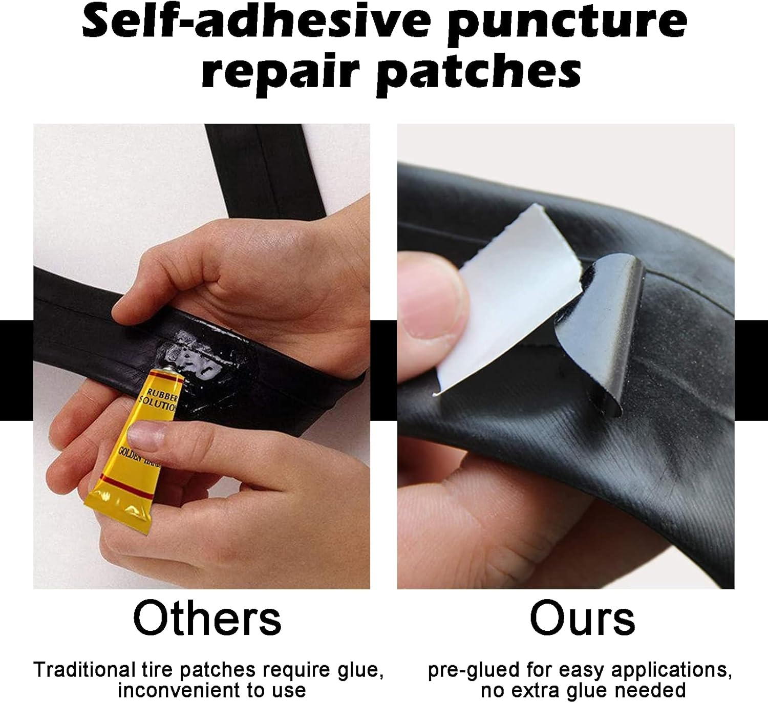 Hrenvaxil Puncture Repair Kit, Tyre Repair Kit for Road and Mountain Bikes Inner Tyre, Self - Adhesive Bike Puncture Repair Patches with Metal Rasp and Box image number 5