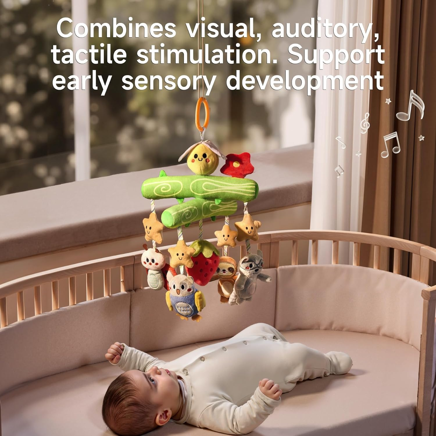 TUMAMA Baby Toys 0 3 6 12 Months, Soft Hanging Stroller Toys Potted Plant Crib Car Seat Toys, Infant Newborn Crinkle Infant Rattles with Squeaky Sensory Developmental Toy image number 2