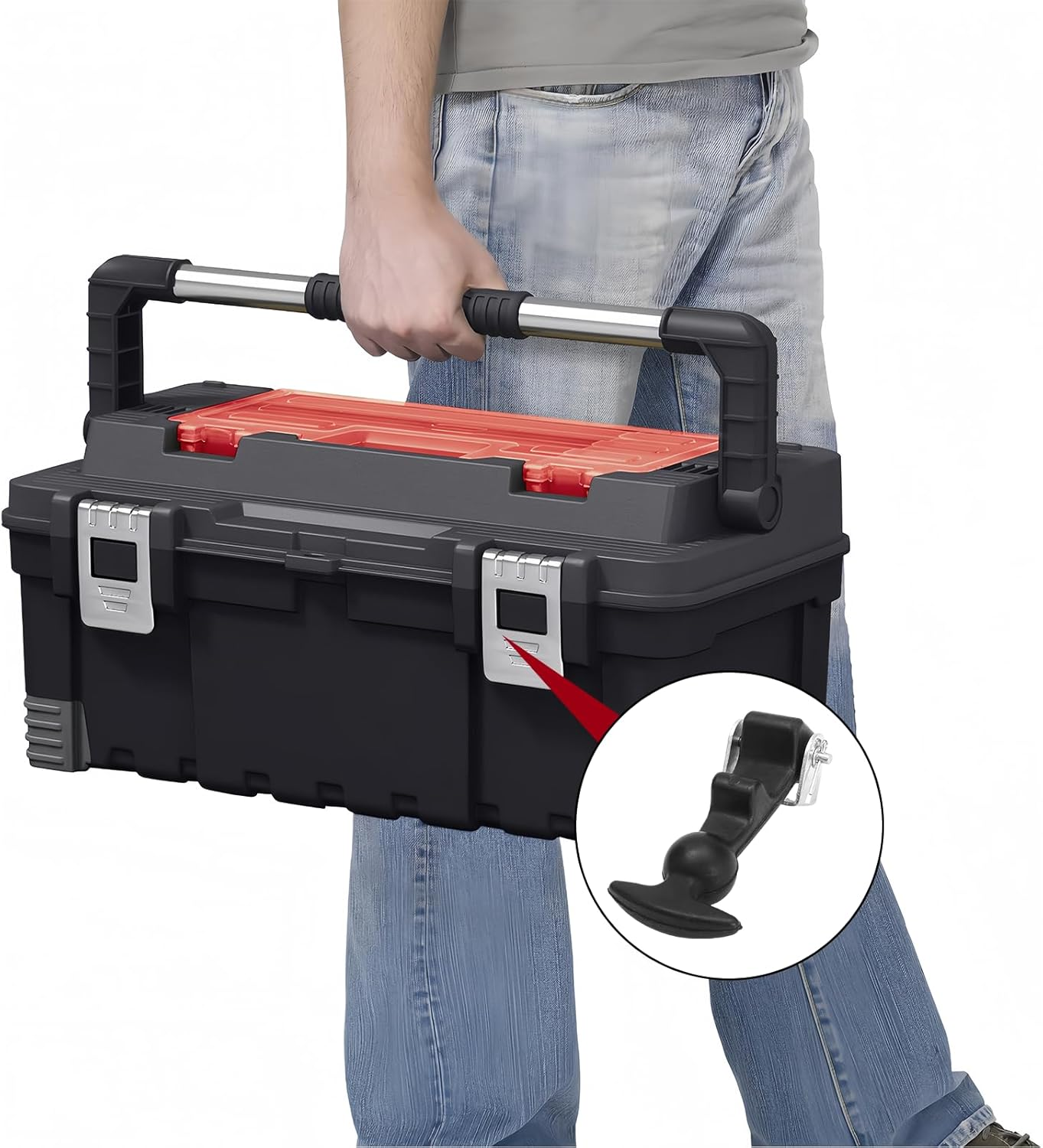 Pack of 4 Elastic Hood Holders, Rubber Hood Closure, Metal T Handle, Elastic Shock Absorption, Tension Clasp, Stainless Steel, Suitable for Tool Boxes, Trolleys, Vehicle Engines image number 4