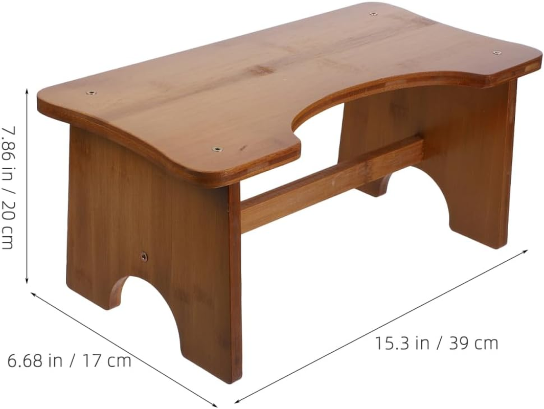 VICASKY Wooden Toilet Stepping Stool for Adults and Boys and Girls Portable 2-Step Footstool Tea Color Bathroom Foot Support Tool for Potty Training and Home Use image number 2