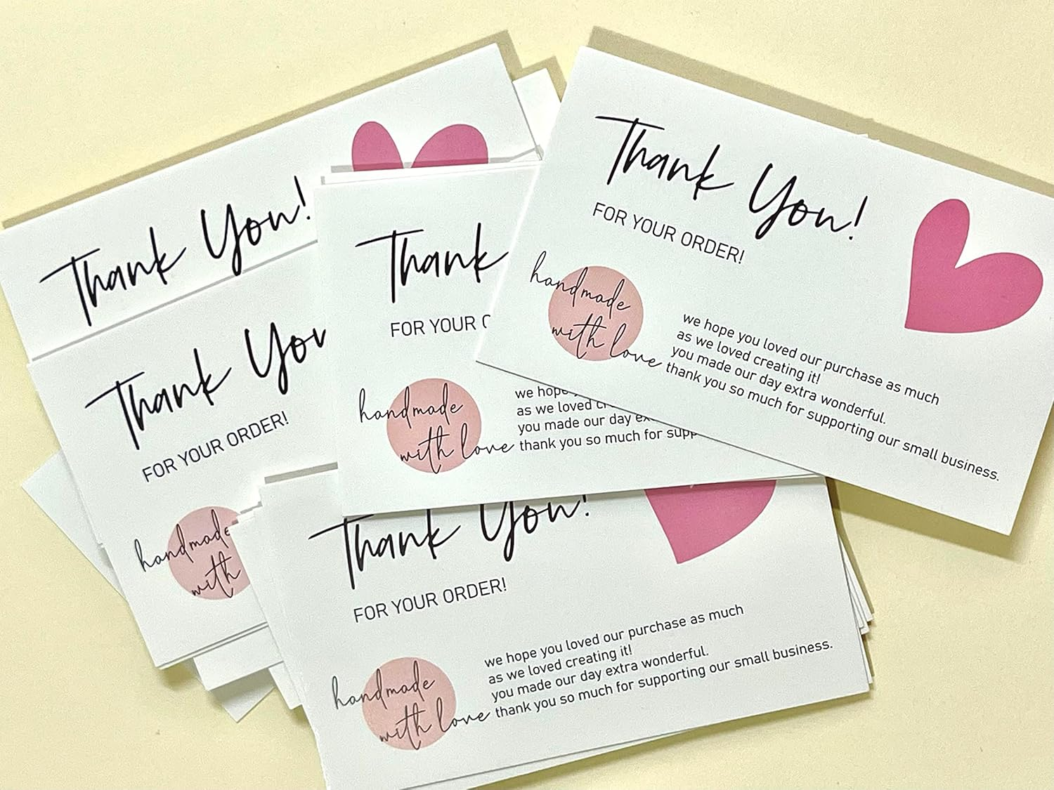 30PCS Handmade with Love Card Thank You for Your Order Small Business Cards Small Online Business Package Insert Gratitude Card Greeting Note Card Postcards image number 1