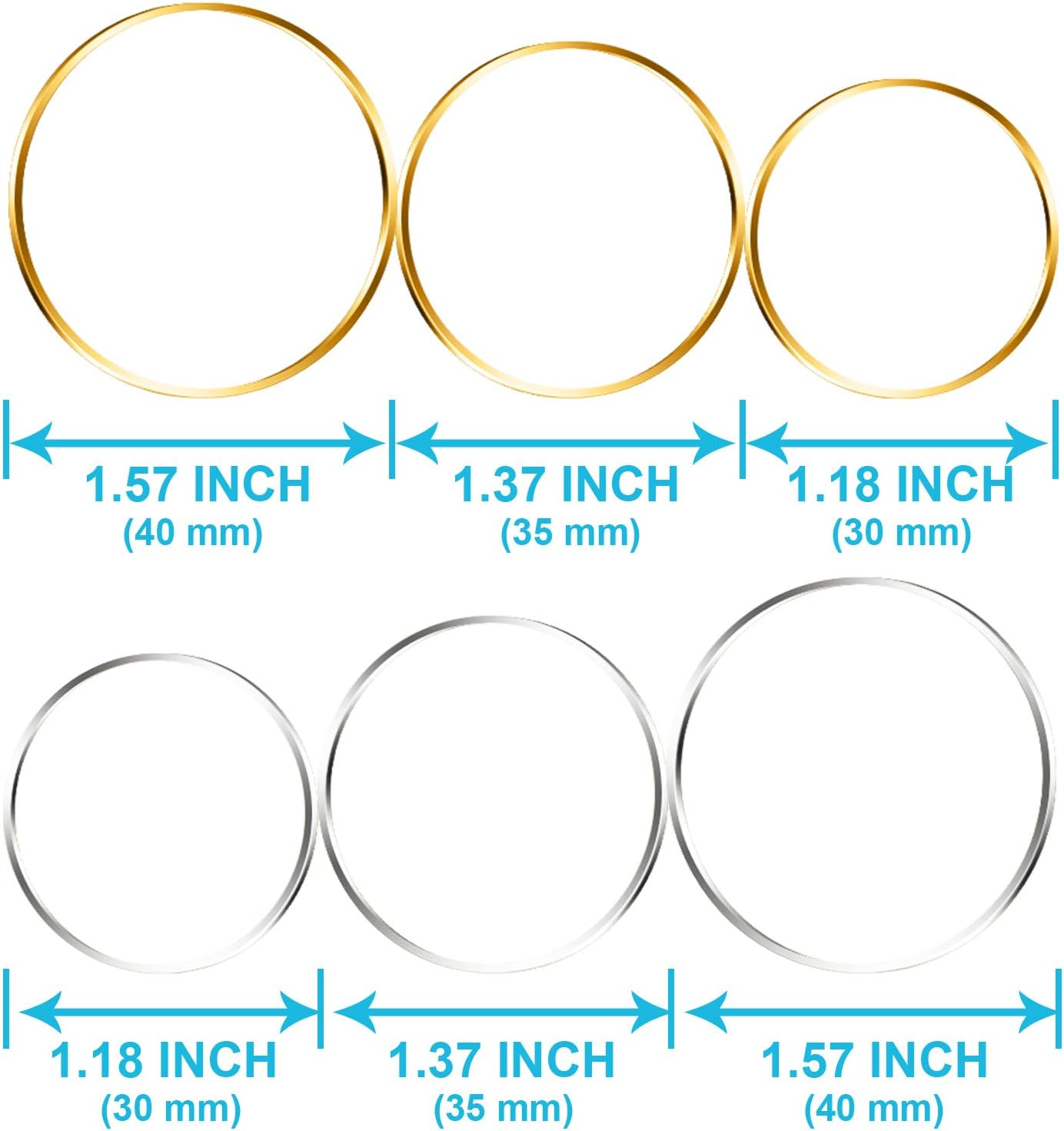 Funcyboo Beading Hoop Earrings Finding round Earring Hoop Open Bezel Pendant Frame for Jewelry Making Earring Bulk DIY Crafts 60PCS 30Mm 35Mm 40Mm - Gold,White image number 7