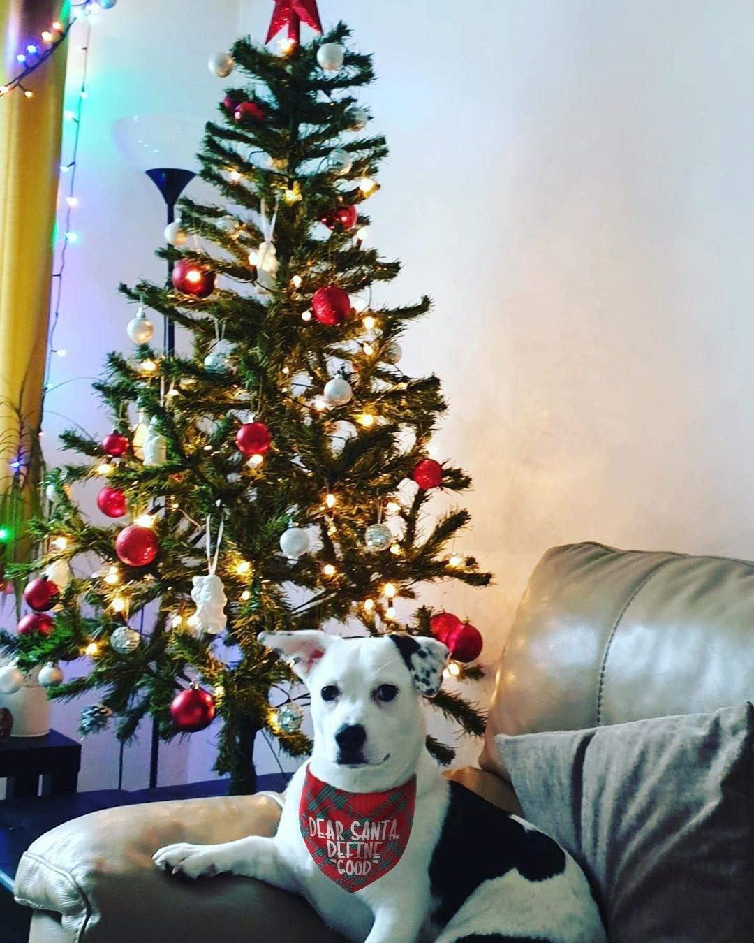 JPB Dog Christmas Bandanas Plaid Reversible Triangle Bibs Scarf Accessories for Dogs Cats