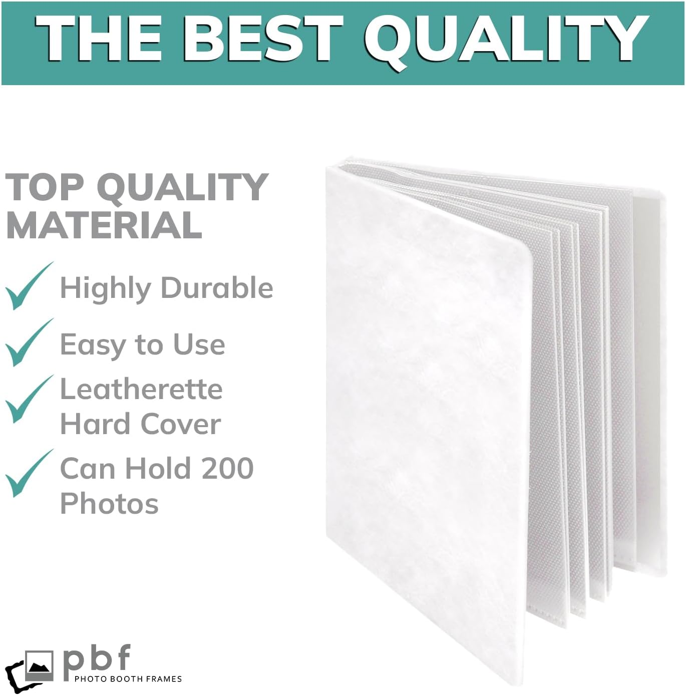 PBF Photo Booth Album | 2X6 Album W/Sleeves | 2X6 Strips Memory Book | Wedding Photo Strip Album | 100 Pages, Holds 200 Photos (White, 1-Pack)