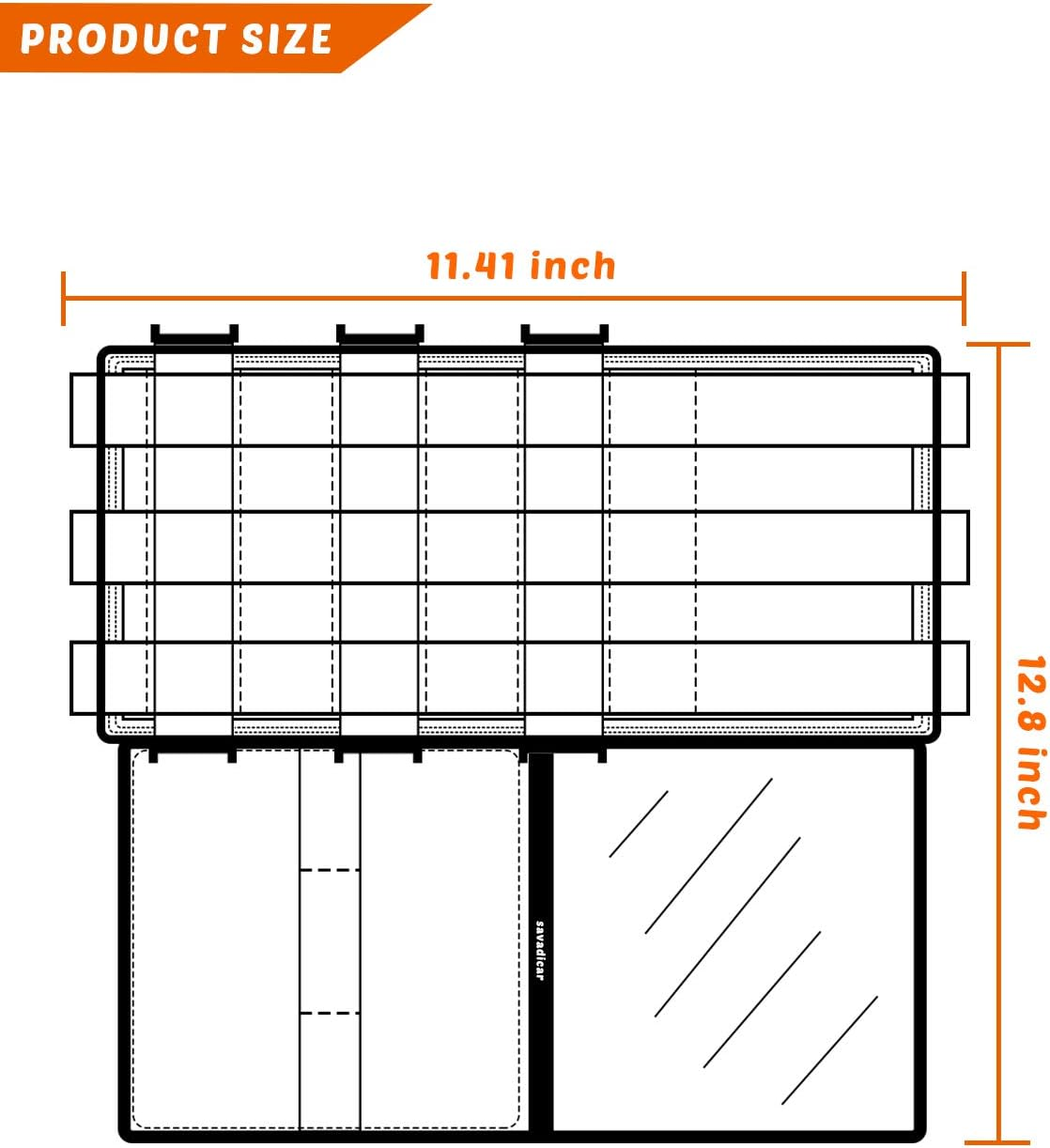 Savadicar Tactical Sun Visor Organizer Front Visor Storage Cover for 2007-2023 Jeep Wrangler JK JL & Gladiator JT, Interior Storage Accessories, Black, 1 PCS image number 3