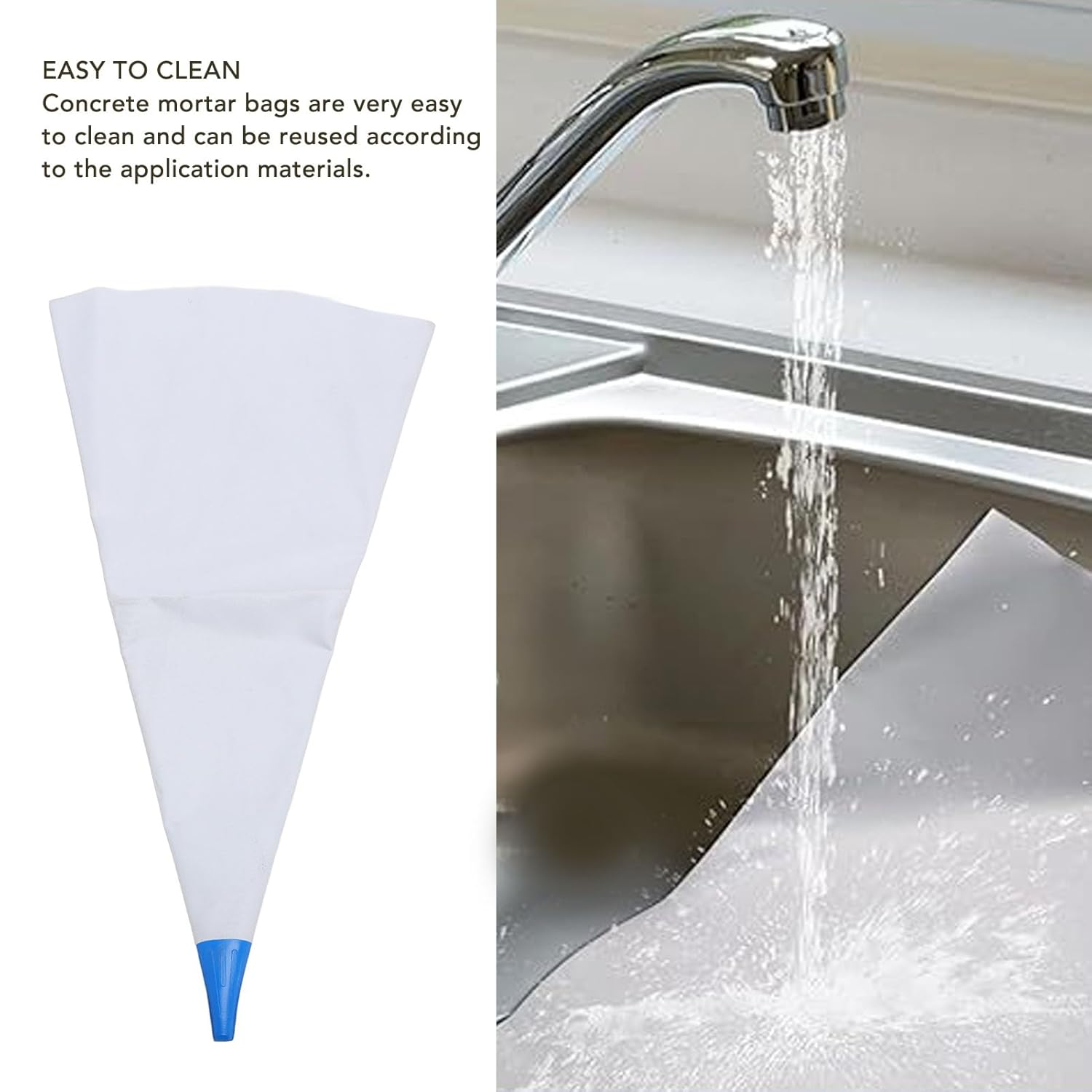 Heavy Duty PVC Mortar Bags Set with Brick Jointer Tuck Pointer for Tile Grout Masonry Mortar Reusable Easy to Cement Sealer Bag for Piping image number 2