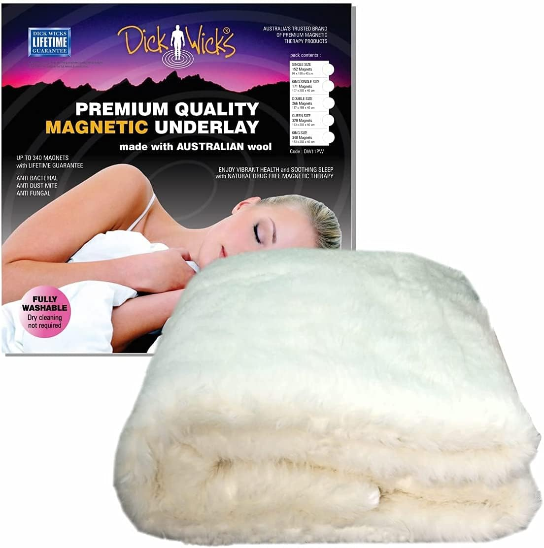 Dickwicks Premium Wool Magnetic Underlay, White, Plush Sheepskin Style (Queen) image number 5