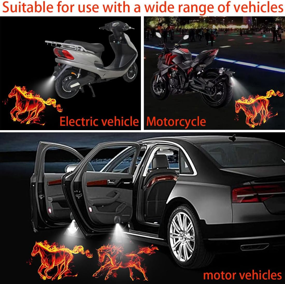 2 Pcs CAR Door Projector Lights,Car Door Lights Logo Projector,Welcome Courtesy Ghost Shadow Lamp,Car Door Welcome Lights Fit for All Car Models(Red) image number 4