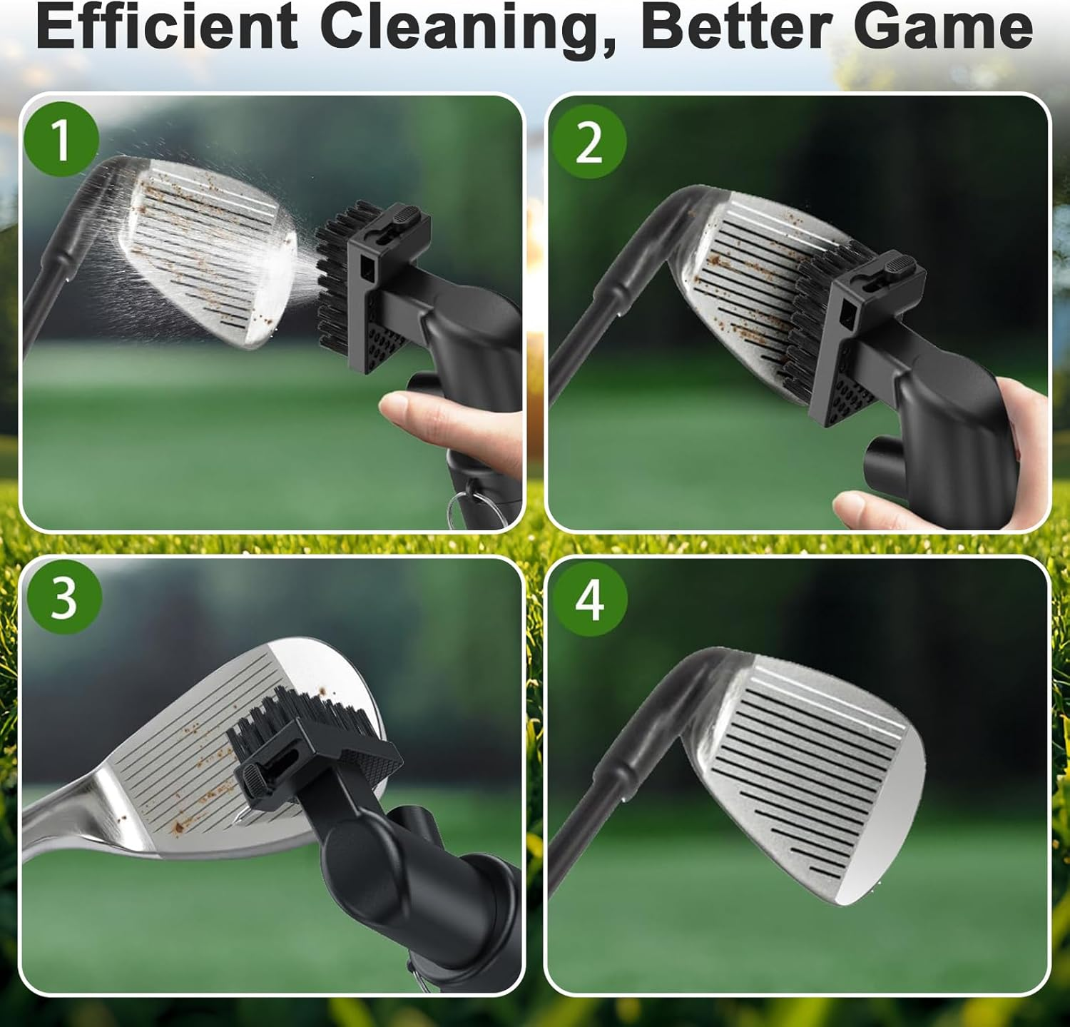 AURIVEE Pro Golf Club Cleaner Set Water Brush with Fixing Clip and 4Oz Bottle of Cleaning Agent Suitable for U & V Shaped Grooves image number 2