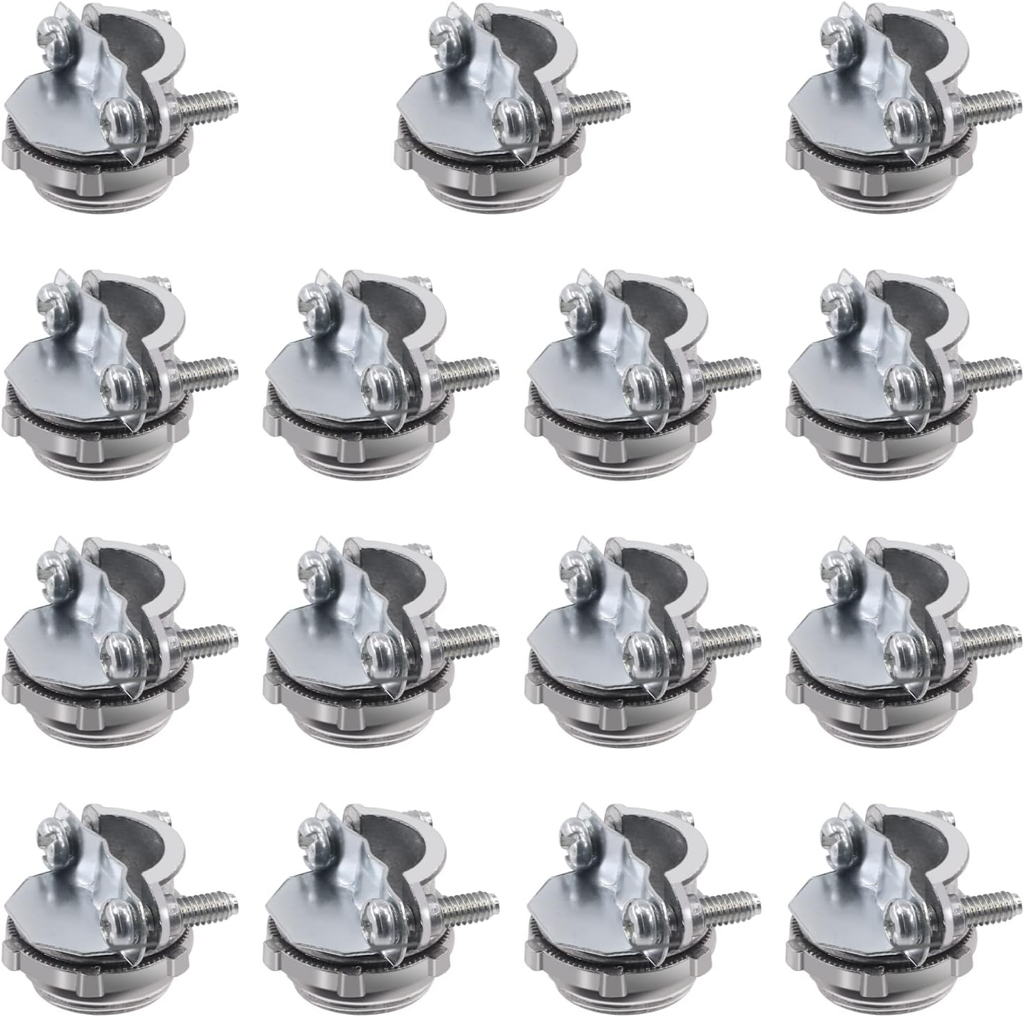 Hilitchi 15Pcs 1/2" Clamp Type Cable Connectors Assortment Kit, Clamp Type Connector Fittings Most Junction Box Cable Connector for Metallic Conduit Protect Cables image number 2