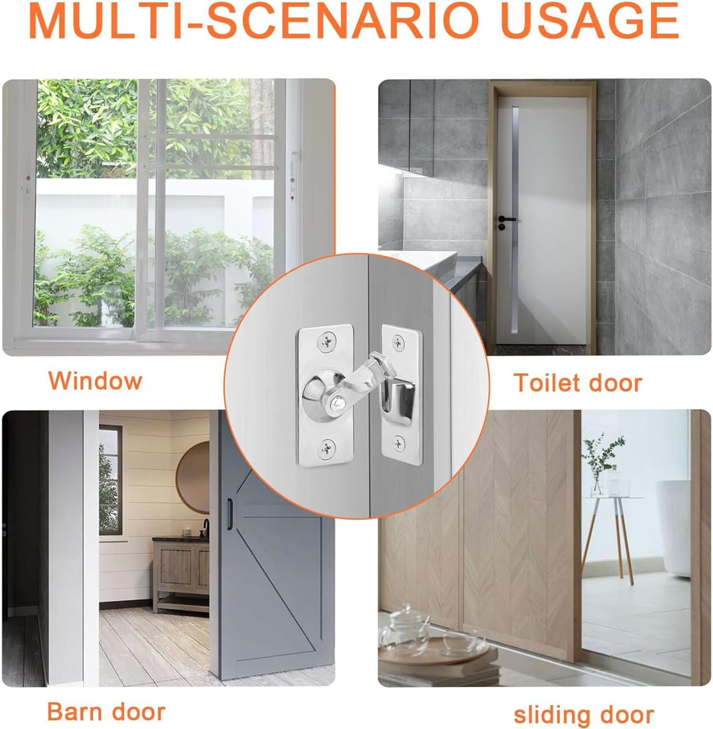 Stainless Steel Right Angle 90 Degree Door Buckle,Mini Size Door Lock,Outward Opening Door Security Lock,Protect Privacy - Security Door Latch,Heavy Duty Security Screen Door Latch (2, Silver) image number 6