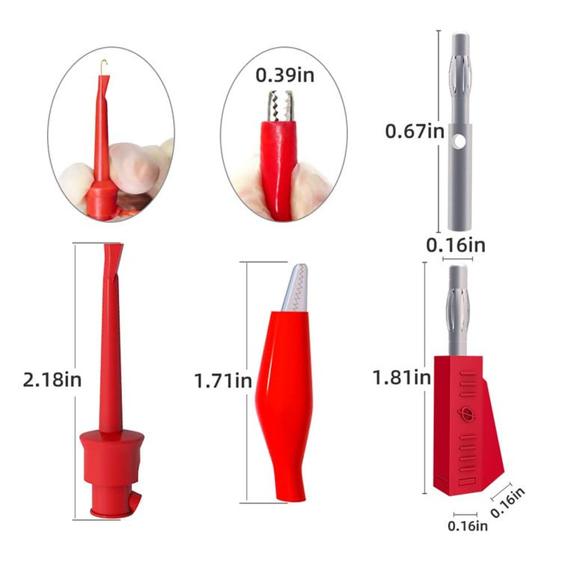 Multimeter Test Leads Set 3-Pair - Alligator Clips to Stackable Banana Plugs & Mini Hooks, for Electronics Testing, Lab & DIY Projects image number 5