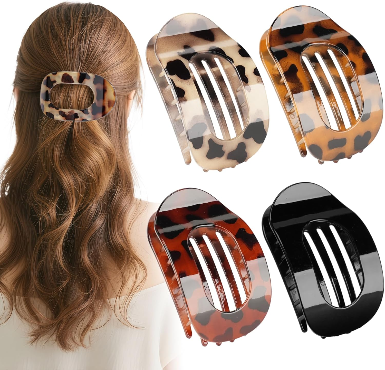 Pack of 4 Hair Clips for Women, Hair Clip, Flat Claw Clip, French Hair Clips Women, Strong Hold Side Hair Clips, French Hair Clip for Thick and Thin Hair image number 4