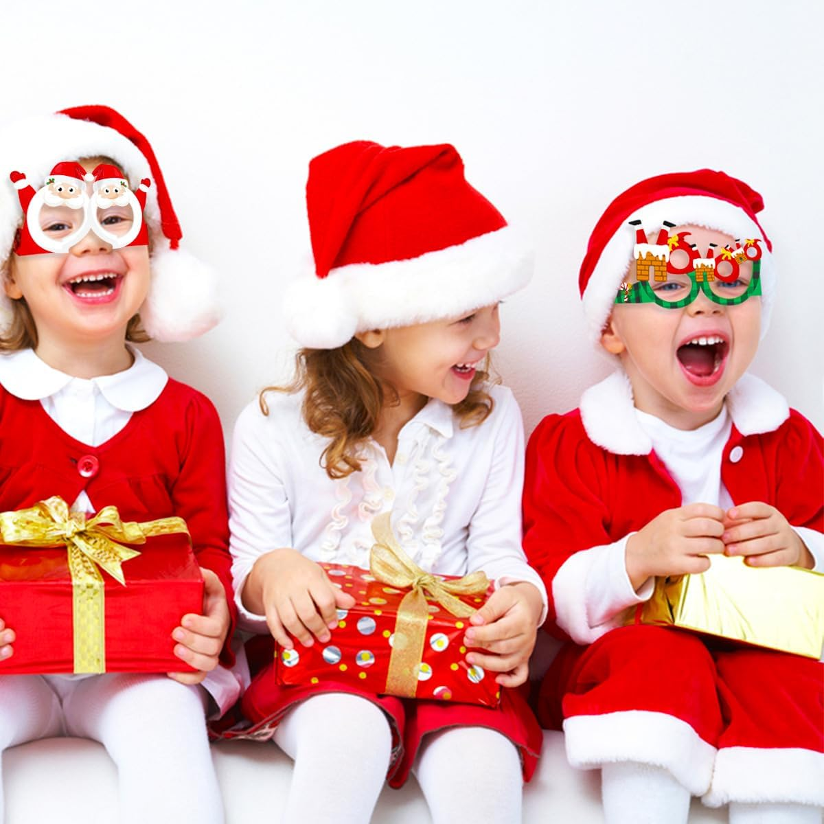 16 Pcs Xmas Glasses Party Decorations Favors Costume Eyeglasses Accessories Funny Eyewear for Kids Adults Holiday Gifts Supplies Photo Props