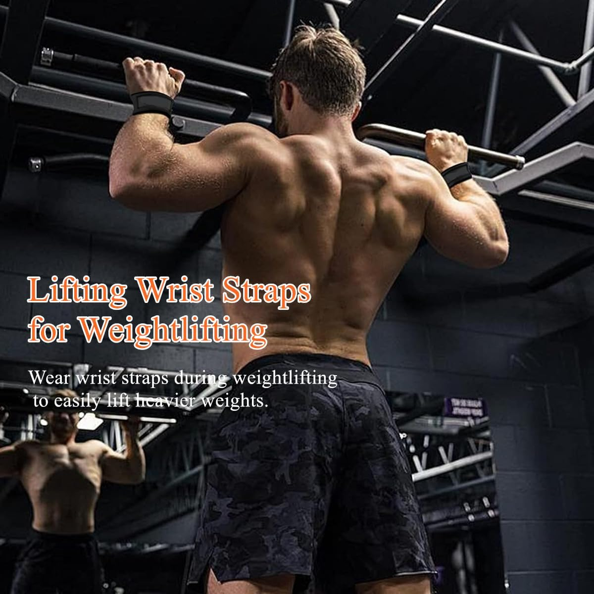 2PCS Lifting Wrist Straps for Weightlifting,Gym Straps for Pull-Ups, Fitness, Strength Training(25 * 1.5Inch,Black) image number 1