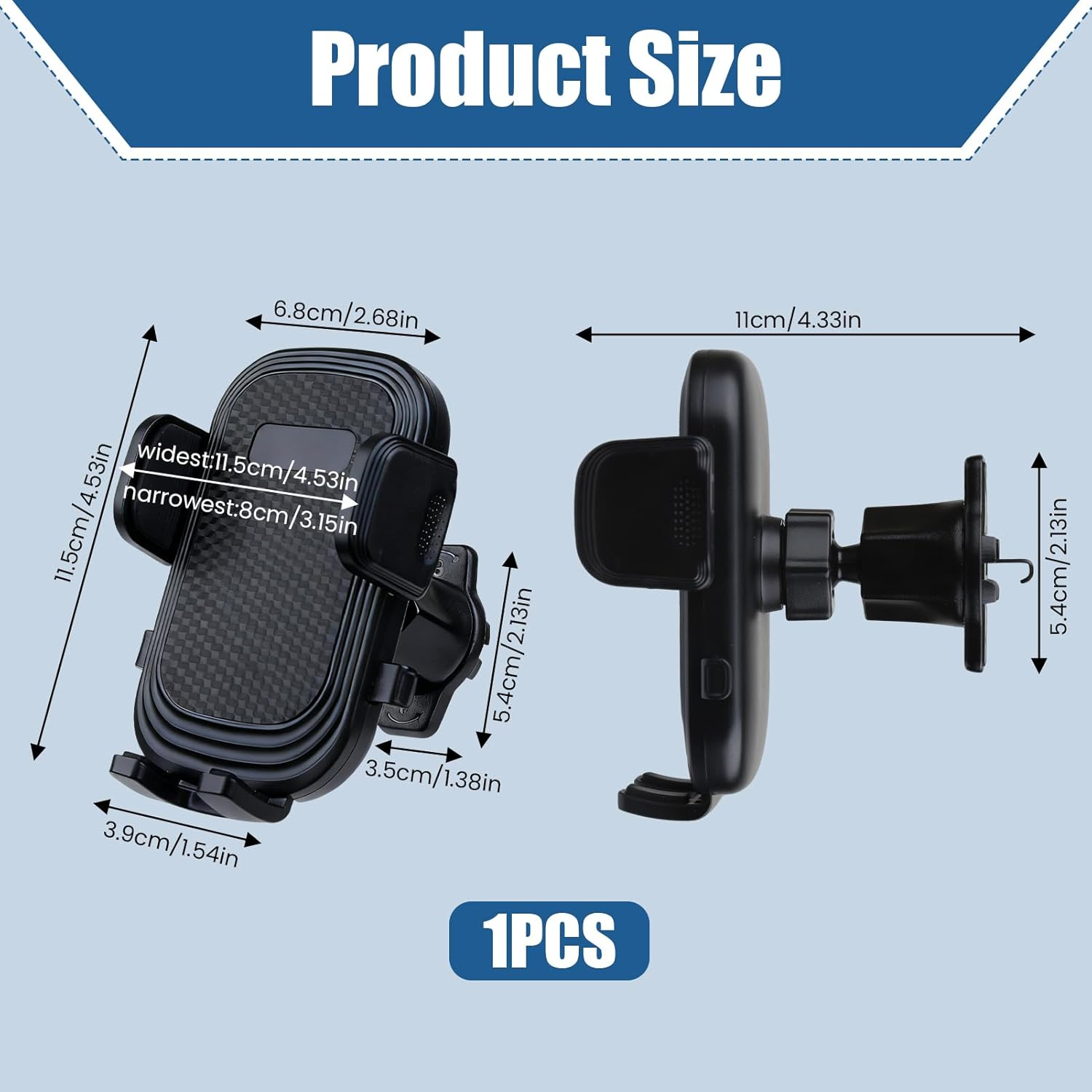 360&deg; Rotation Car Phone Holder for Air Vent, Upgraded Metal Hook Clip, Universal Car Mount Phone Holder with One-Button Release,Compatible with Iphone 16/15/Samsung 4.0''-7.0'' Phones