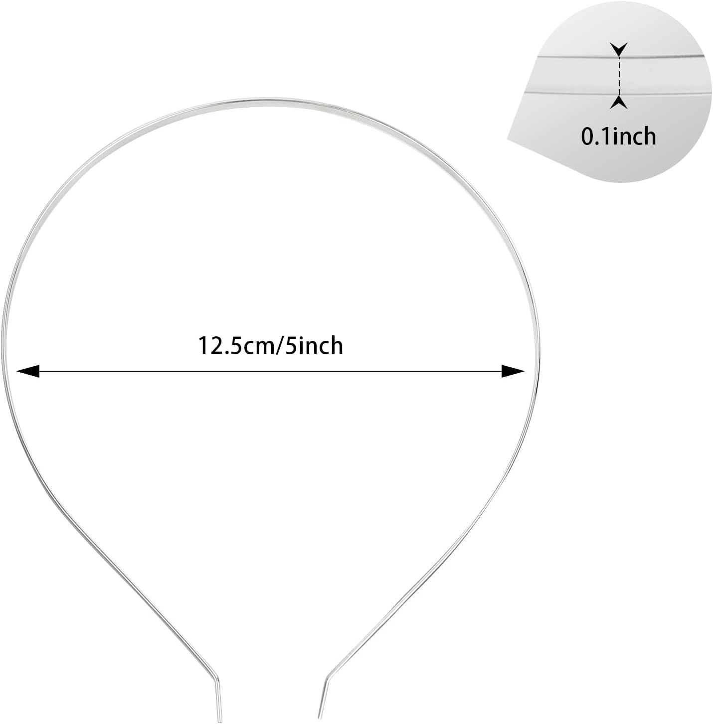 30 Pack Bulk 3 MM Silver Plain Blank Hard Skinny Thin Metal Headbands Base Wire Hair Bands Clasps Tiara Headband DIY Crafting Hair Accessories for Women (30 Pack of Silver Thin Metal Headbands) image number 1