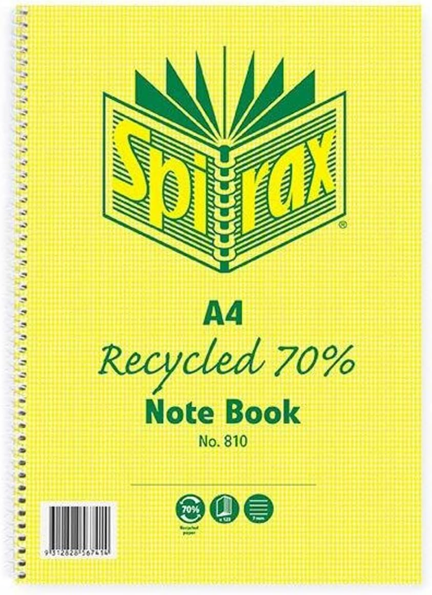 Spirax 810 Recycled Notebook A4 120 Page
