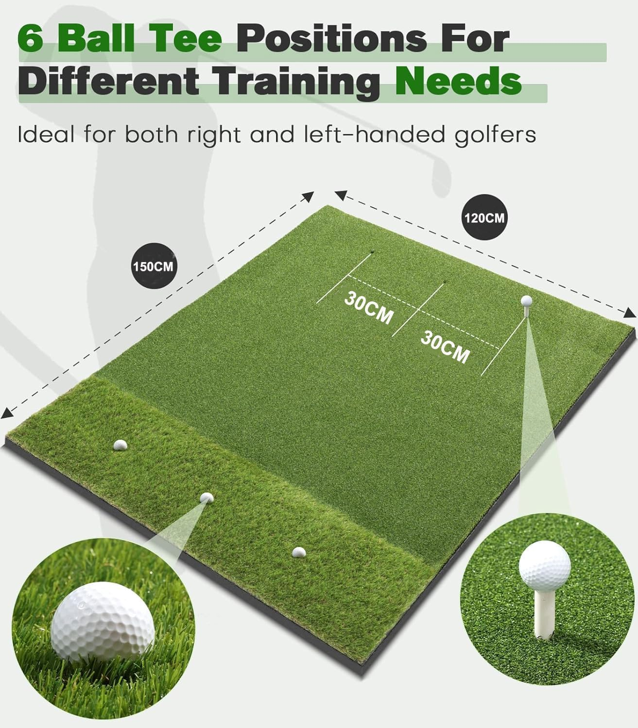 Premium Dual-Turf Golf Mat: 120X150 Cm Thickened Golf Practice Hitting Mat, Indoor & Outdoor Golf Training Swing & Chipping Mat for Backyard, Ideal Valentine Gifts for Men Dad Husband image number 3
