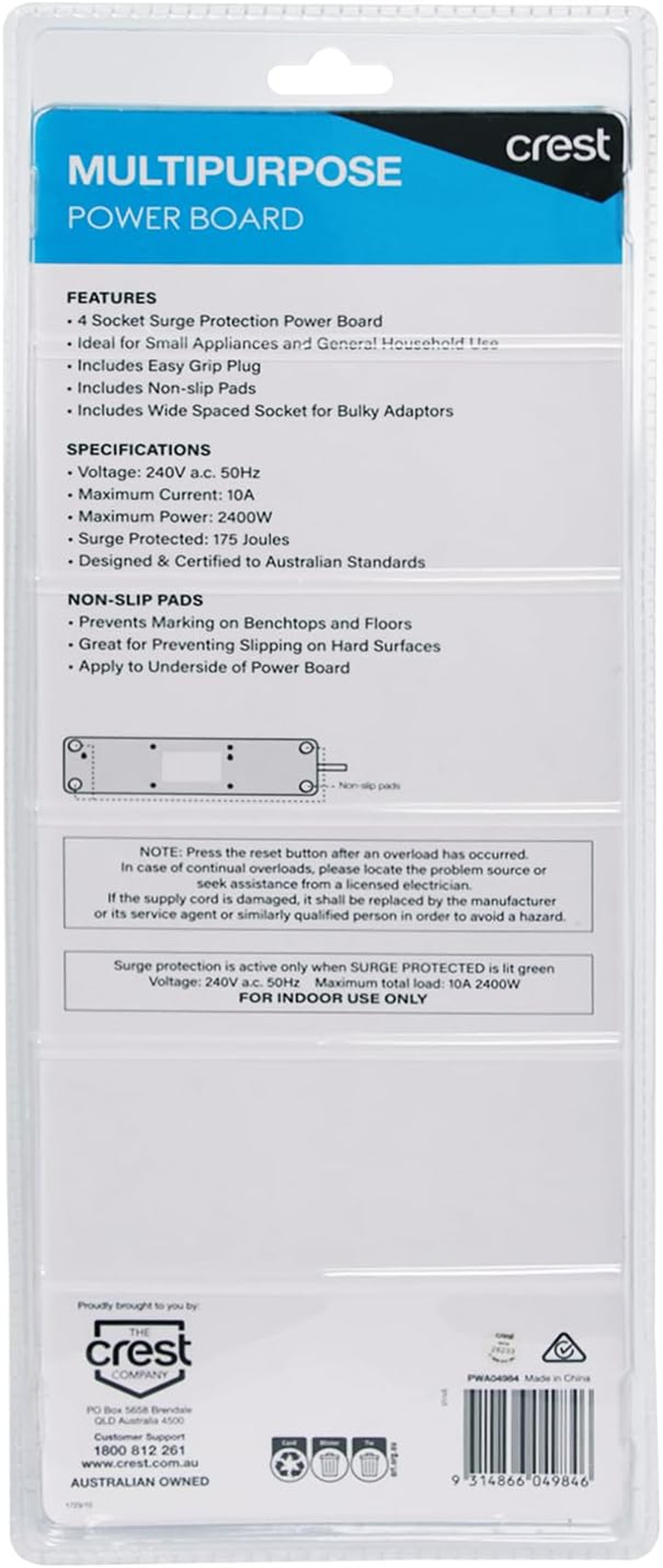 Crest Power Board 4 Socket Surge Protected image number 3
