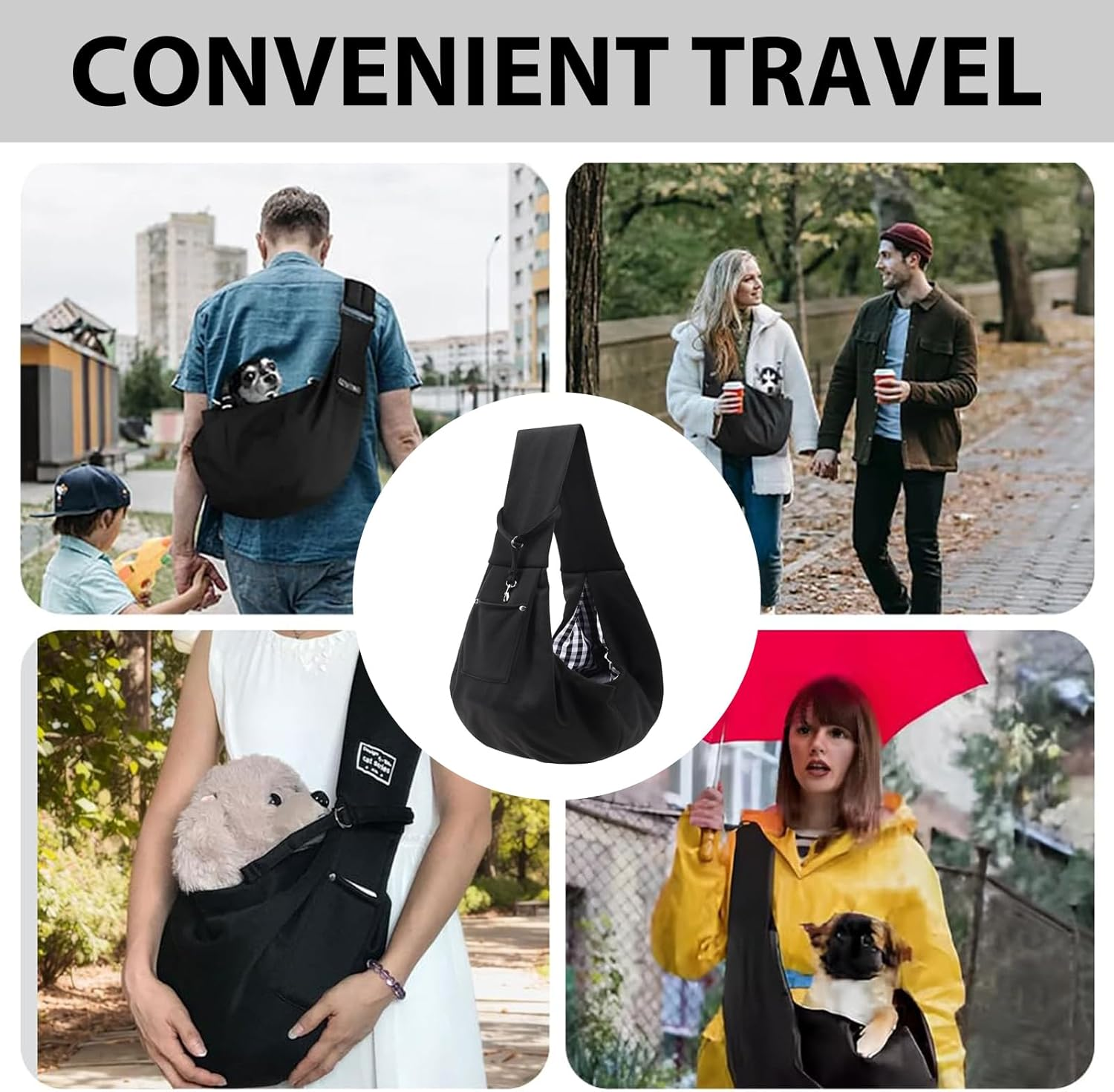 Puppy Sling Carrier for Small Dogs - Breathable Reversible Pet Sling with Storage Pocket, Hands-Free Dog Carrier for Travel/Shopping/Walking, Comfortable Cat & Puppy Sling image number 1